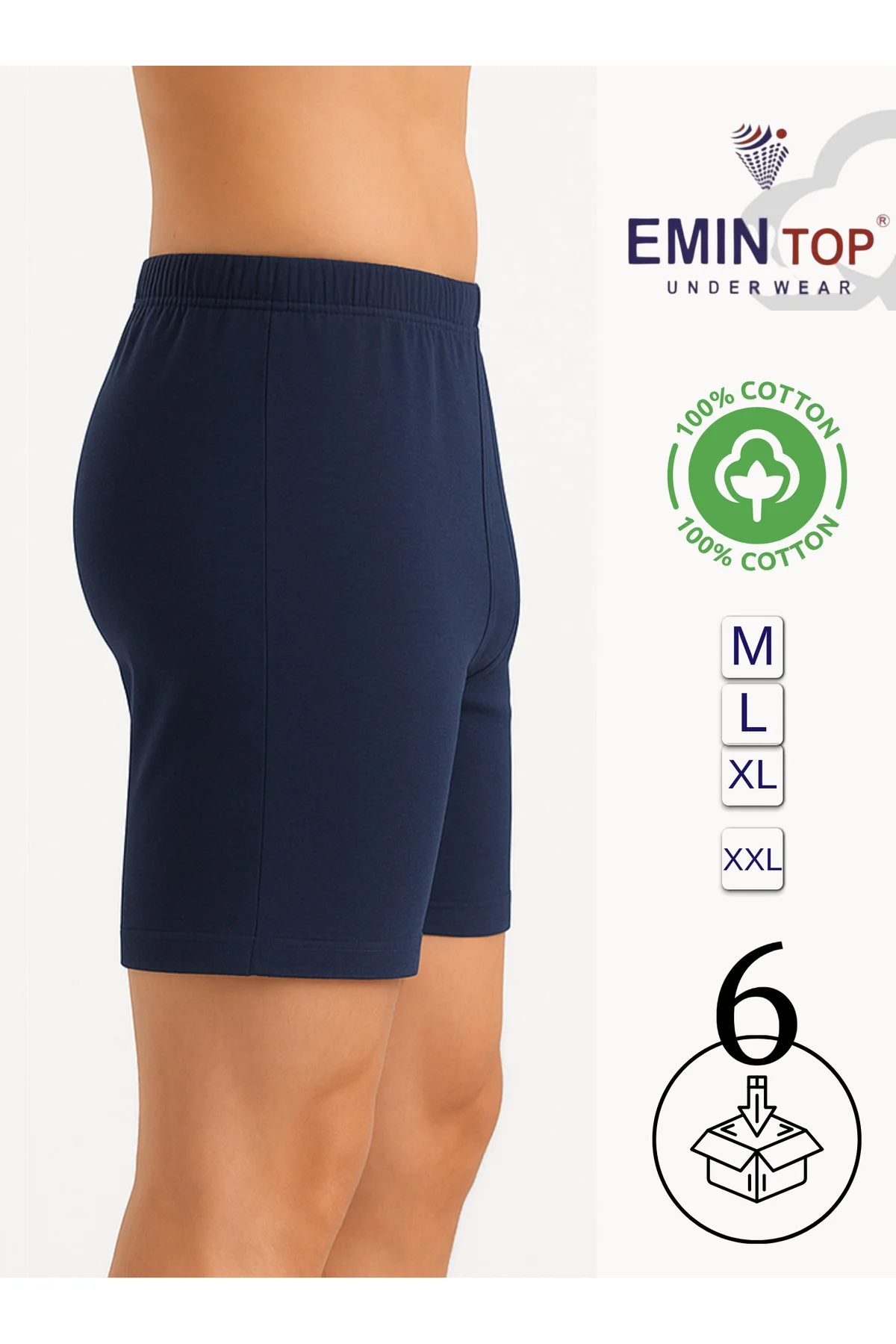 ERKEK BOXER SHORT 6'LI - LACİVERT BOXER ŞORT