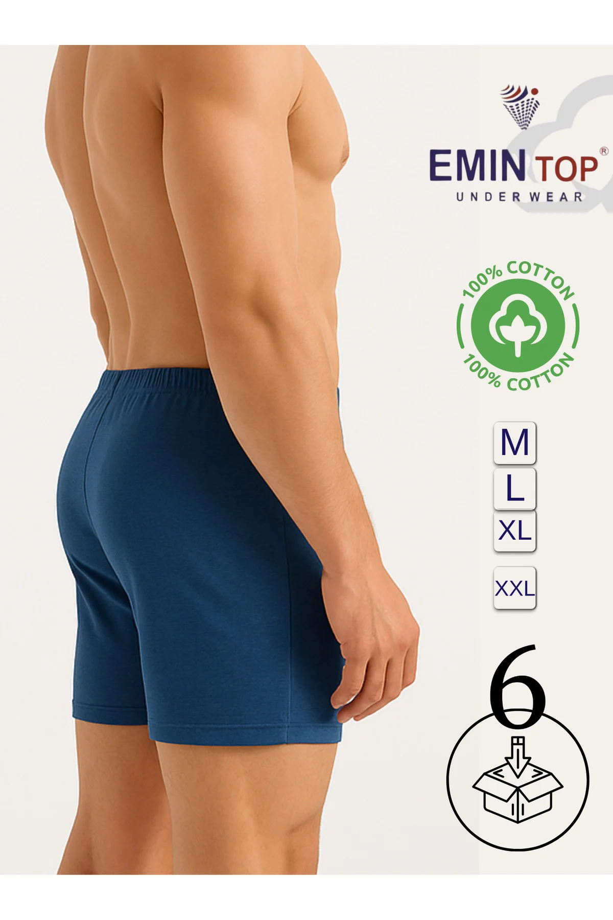 ERKEK BOXER SHORT 6'LI - İNDİGO BOXER ŞORT