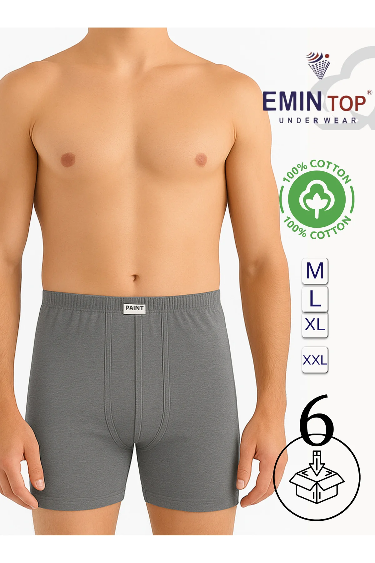 ERKEK BOXER SHORT 6'LI - GRİ BOXER ŞORT