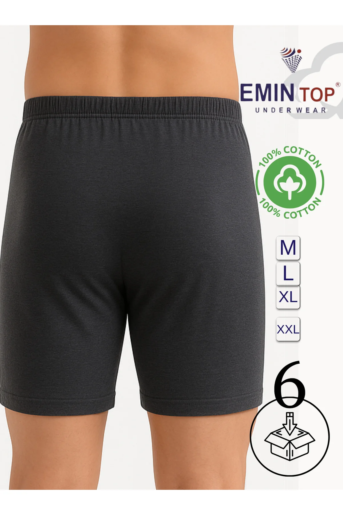 ERKEK BOXER SHORT 6'LI - ANTRASİT BOXER ŞORT