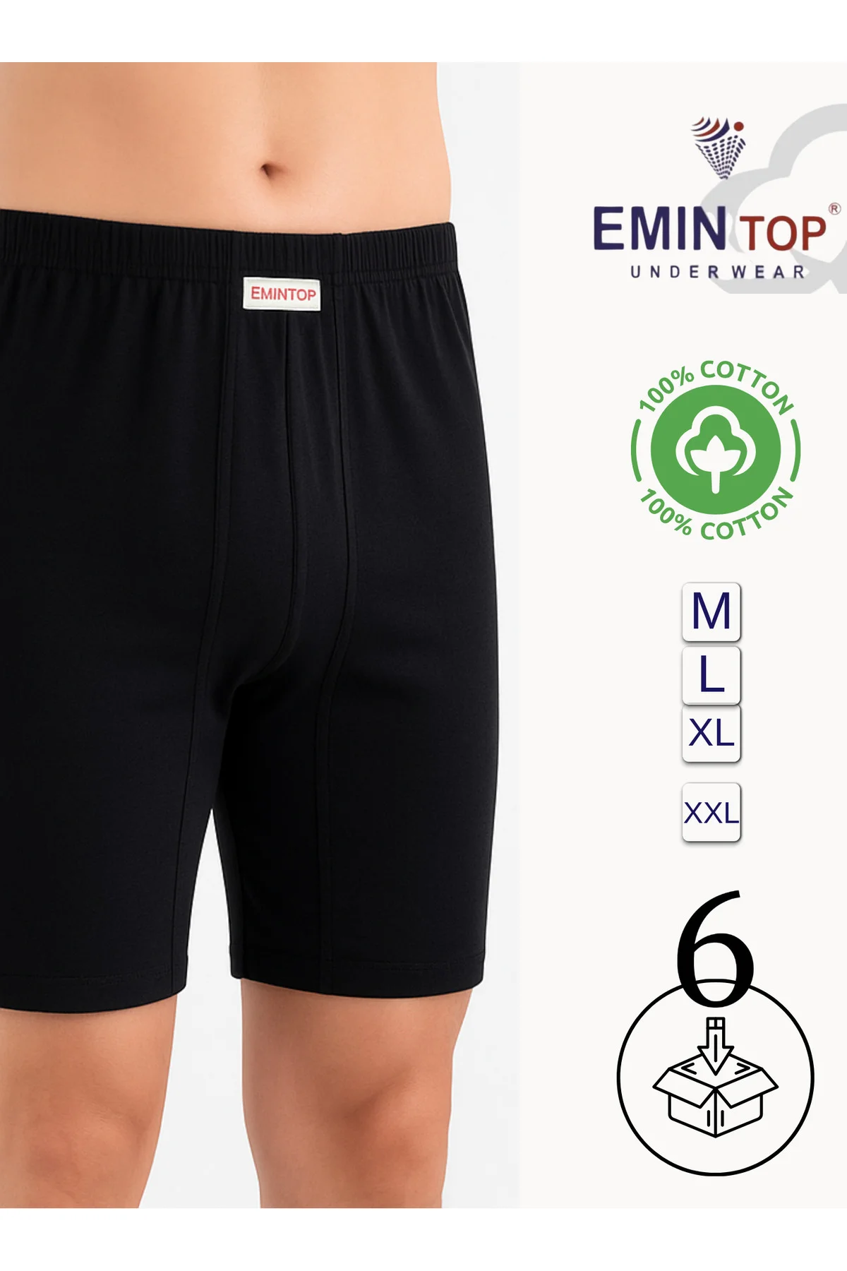 ERKEK BOXER SHORT 6'LI - SİYAH BOXER ŞORT