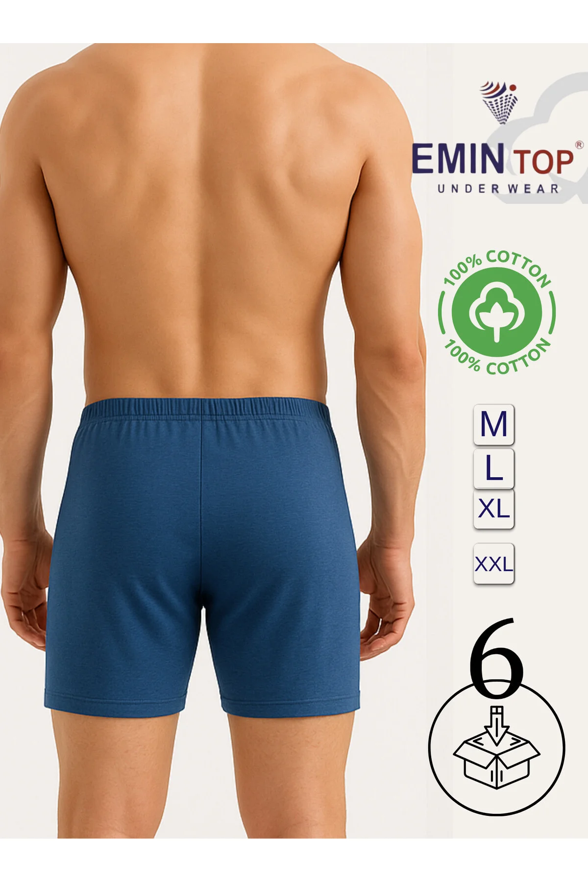 ERKEK BOXER SHORT 6'LI - İNDİGO BOXER ŞORT ERKEK BOXER SHORT 6'LI - İNDİGO BOXER ŞORT - Görsel 2