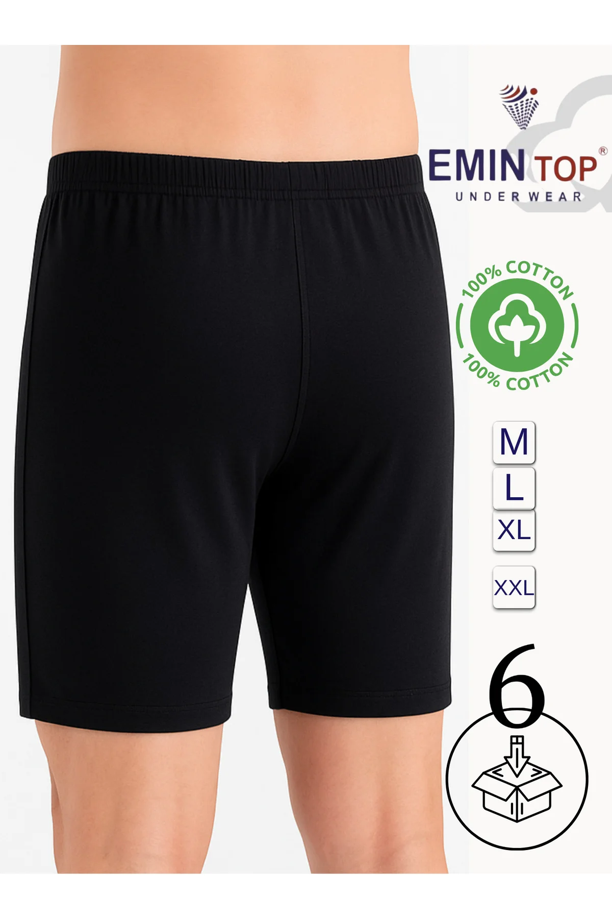 ERKEK BOXER SHORT 6'LI - SİYAH BOXER ŞORT