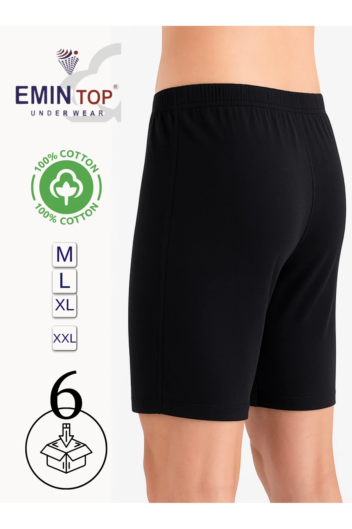 ERKEK BOXER SHORT 6'LI - SİYAH BOXER ŞORT