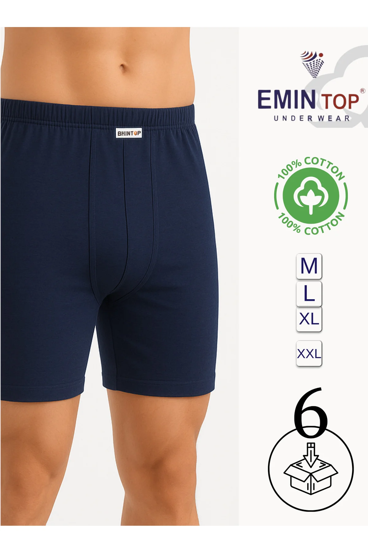 ERKEK BOXER SHORT 6'LI - LACİVERT BOXER ŞORT