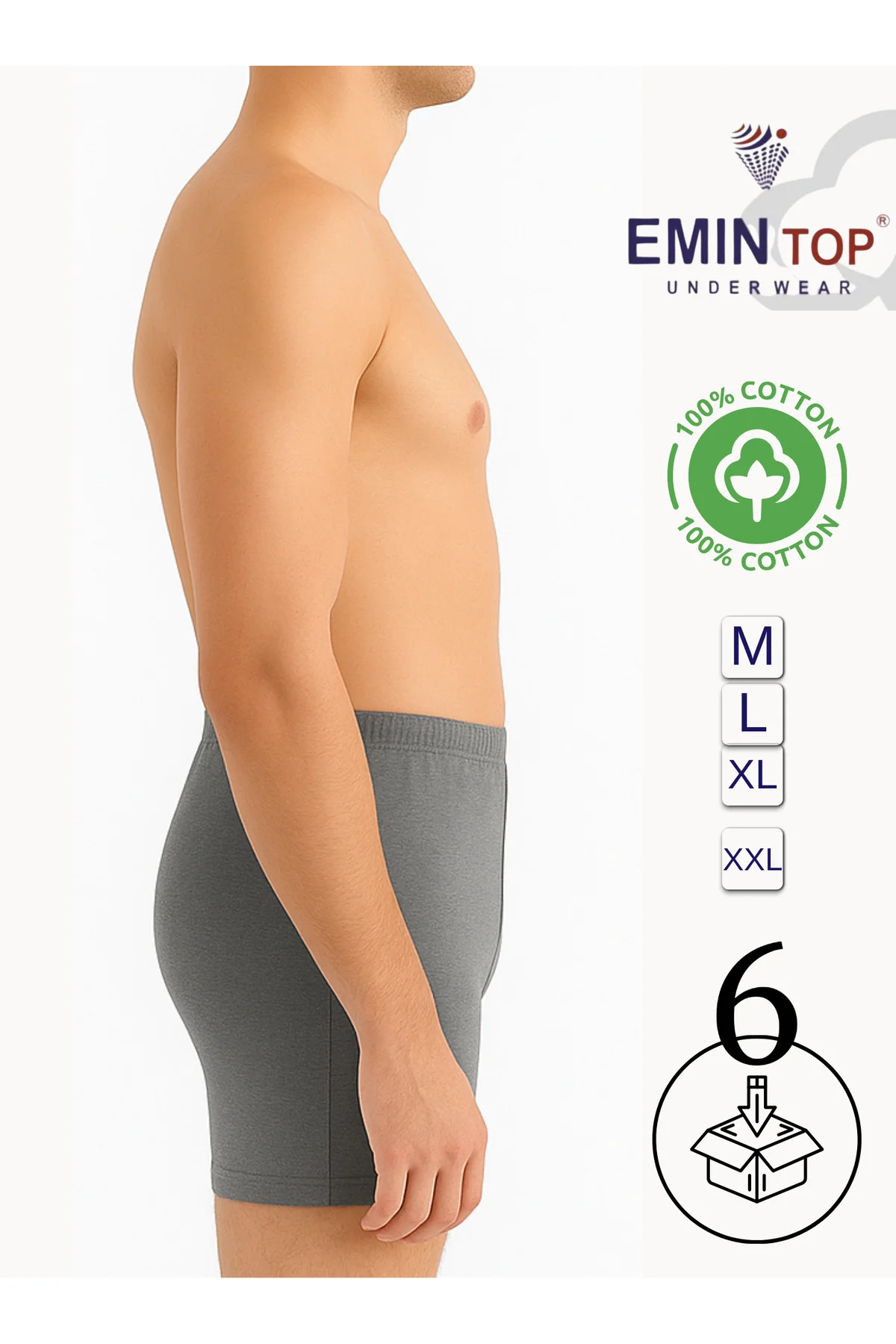 ERKEK BOXER SHORT 6'LI - GRİ BOXER ŞORT