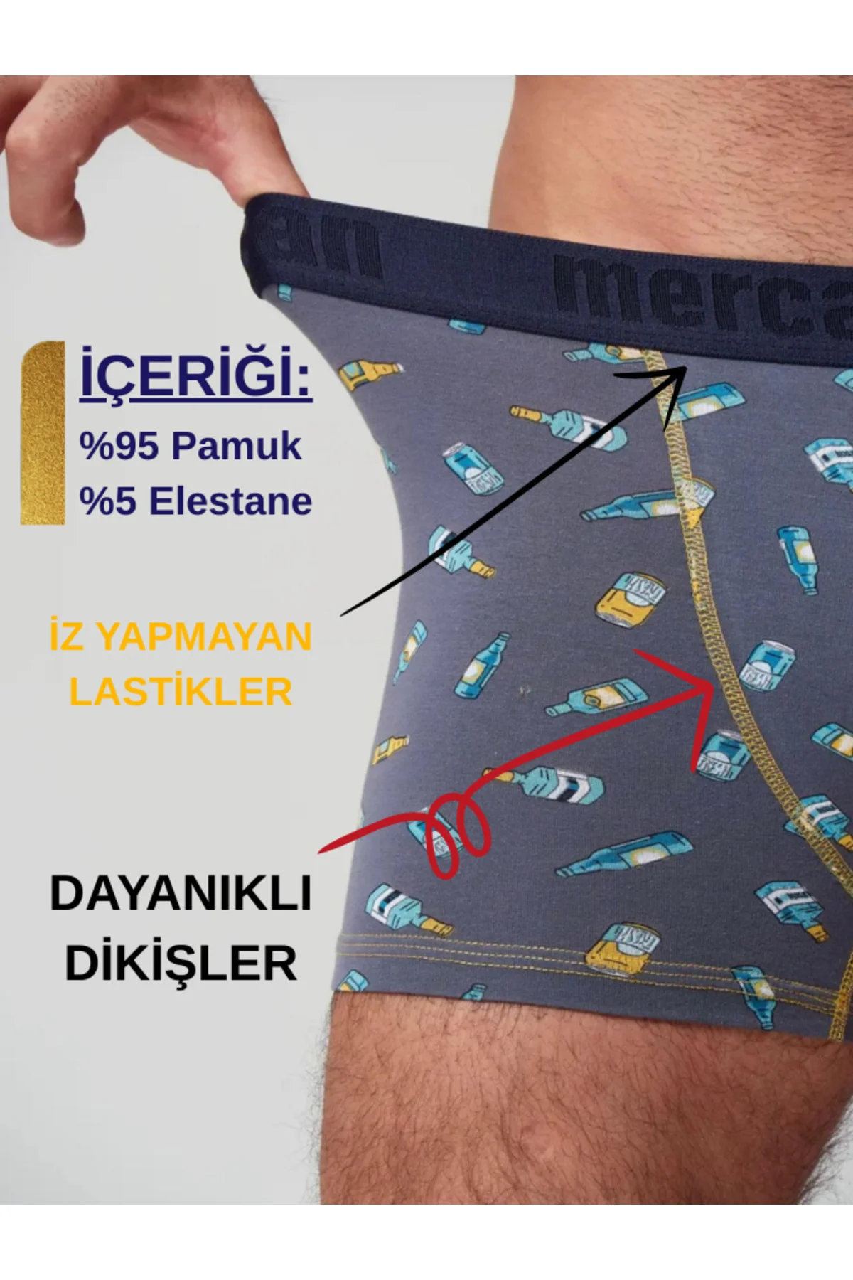 ERKEK BOXER ŞİŞE, ROTA, GEYİK DESENLİ 3'lü PAKET - RAHAT KESİM