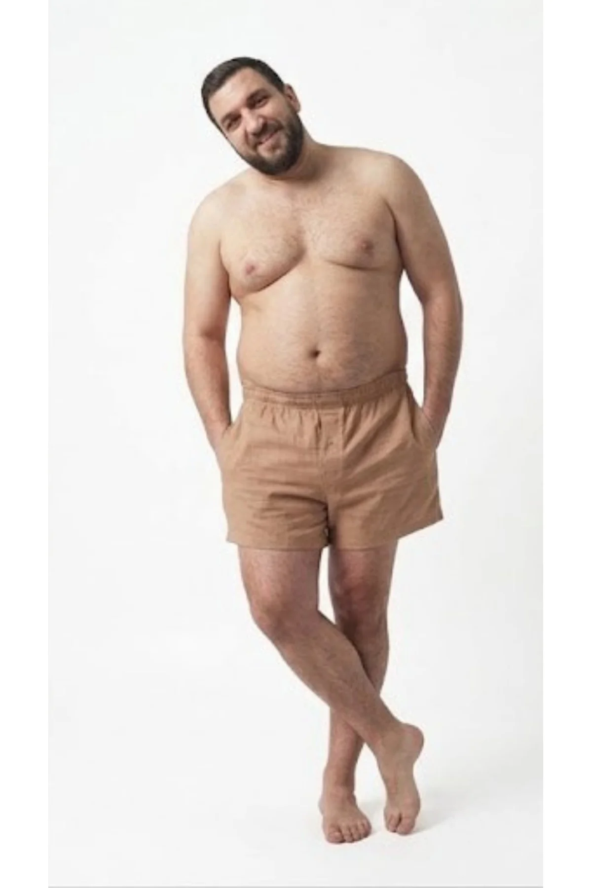 Erkek Boxer Şort Ten Rengi %100 Pamuk Esnek Bel Lastikli Rahat Ka Erkek Boxer Şort Ten Rengi %100 Pamuk Esnek Bel Lastikli Rahat Ka