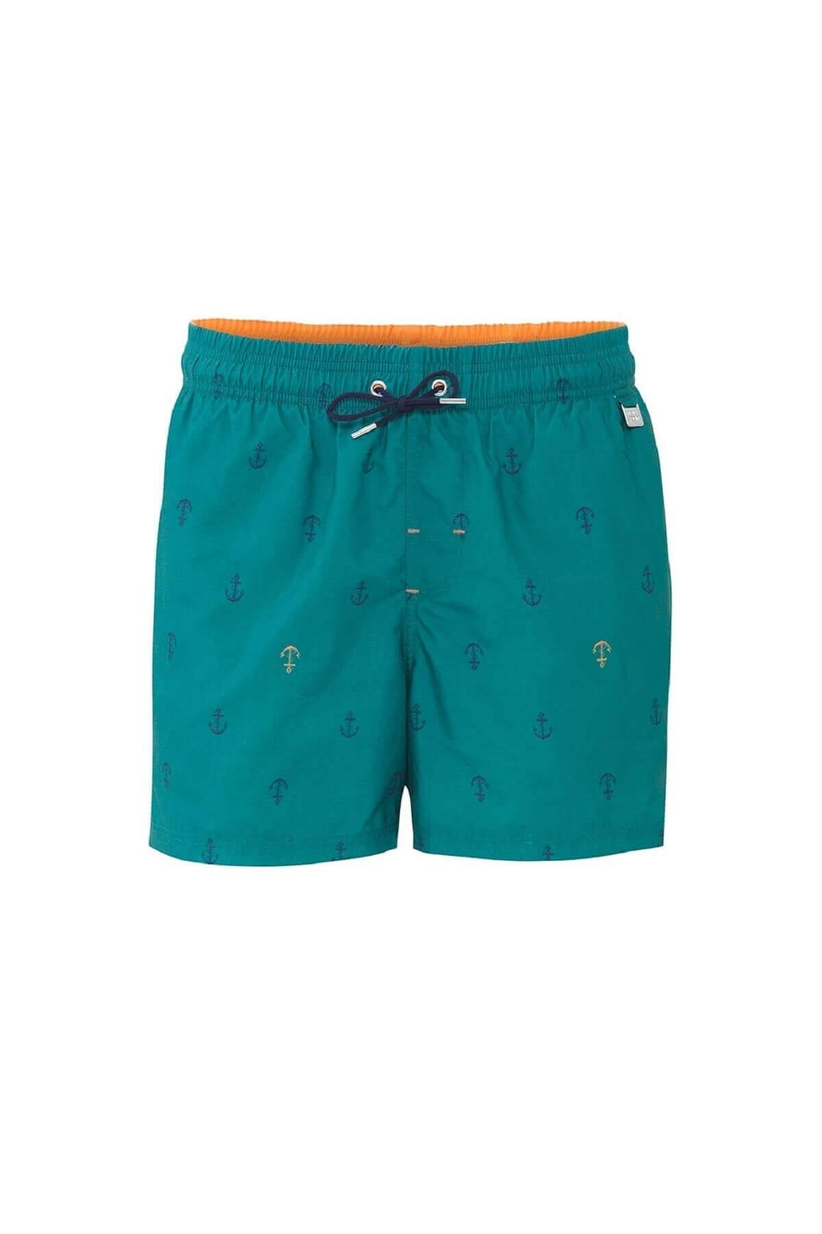 Blackspade Erkek Şort Mayo 8286 - Yeşil Çapa Desenli