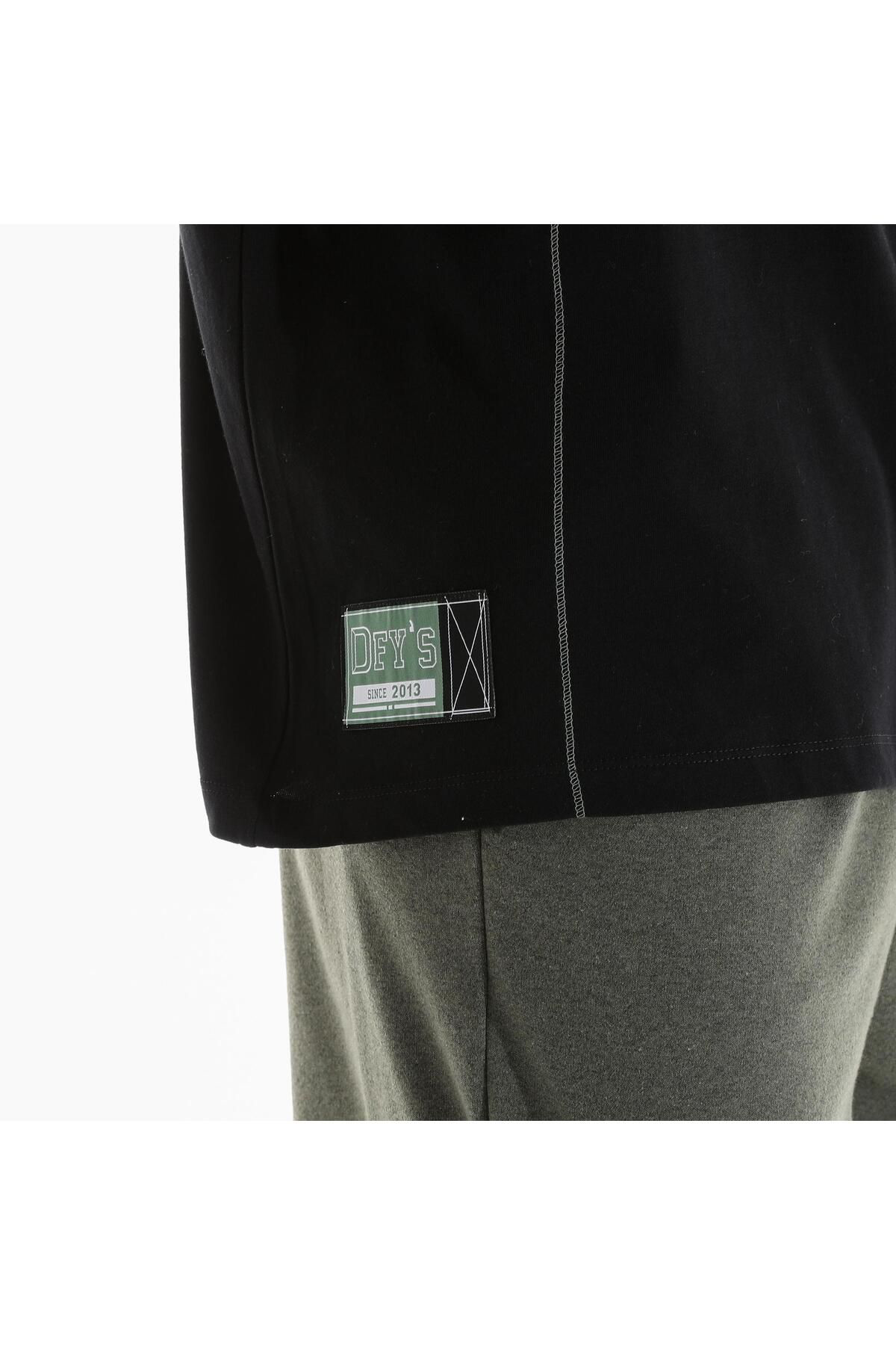 Defys Erkek Bisiklet Yaka Kisa Kollu Oversize Fit Cep Detayli Tişört Si