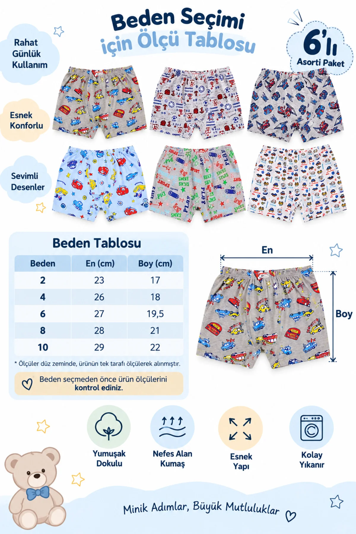 Erkek Çocuk Boxer 6'lı Paket Desenli Asorti Günlük Rahat Esnek Çocuk İç Çamaşırı Erkek Çocuk Boxer 6'lı Paket Desenli Asorti Günlük Rahat Esnek Çocuk İç Çamaşırı