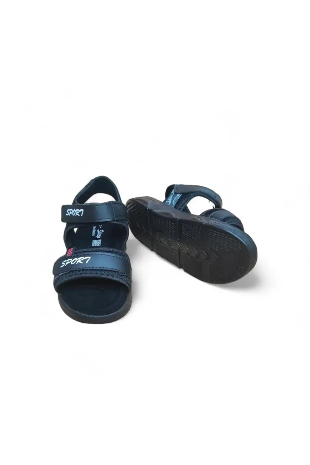 Erkek Çocuk Cırtlı Hafif Rahat Taban Sandalet Siyah-Kırmızı