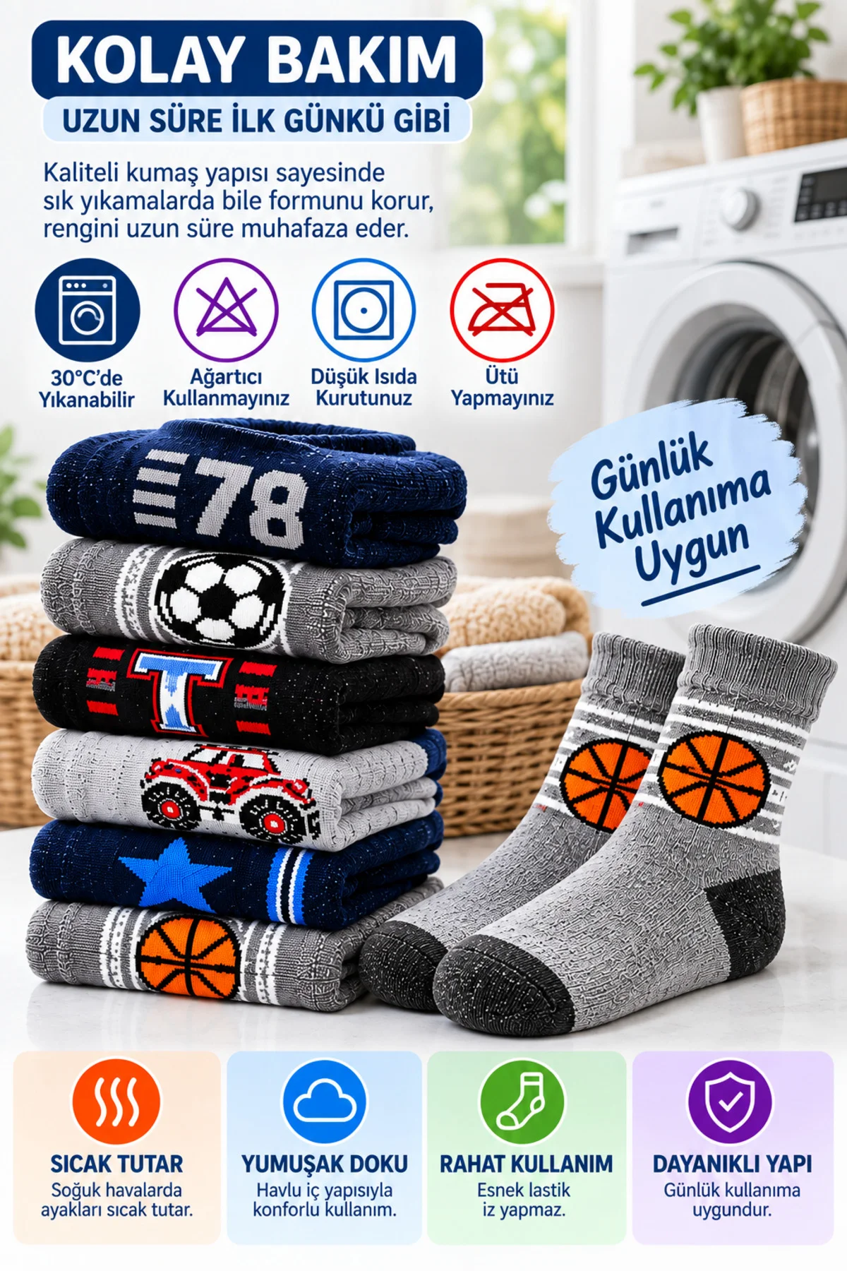 Erkek Çocuk Havlu Çorap 12'li Asorti Desenli Pamuklu Kışlık Sıcak Tutan 3-12 Yaş Erkek Çocuk Havlu Çorap 12'li Asorti Desenli Pamuklu Kışlık Sıcak Tutan 3-12 Yaş