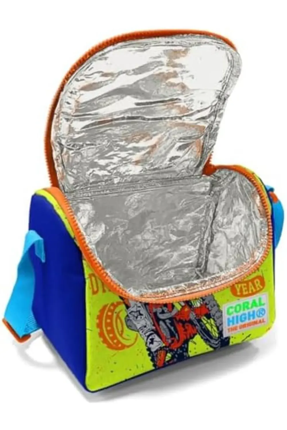 Erkek Çocuk Mavi Sarı Motorsiklet İlkokul Okul Beslenme Çantası 1