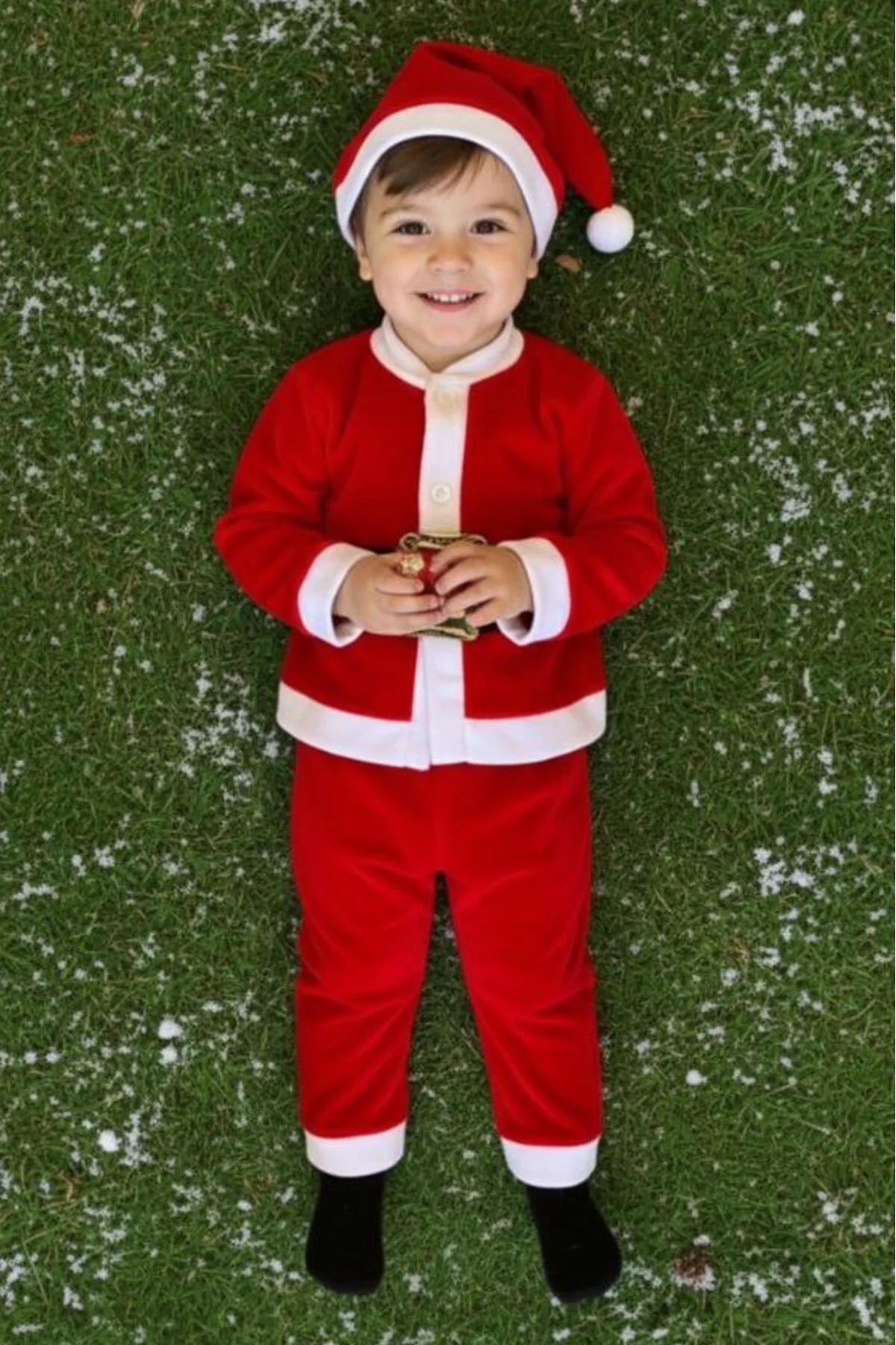Erkek Çocuk Noel Baba Kostümü Kırmızı Kışlık Takım Yeni Yıl Parti