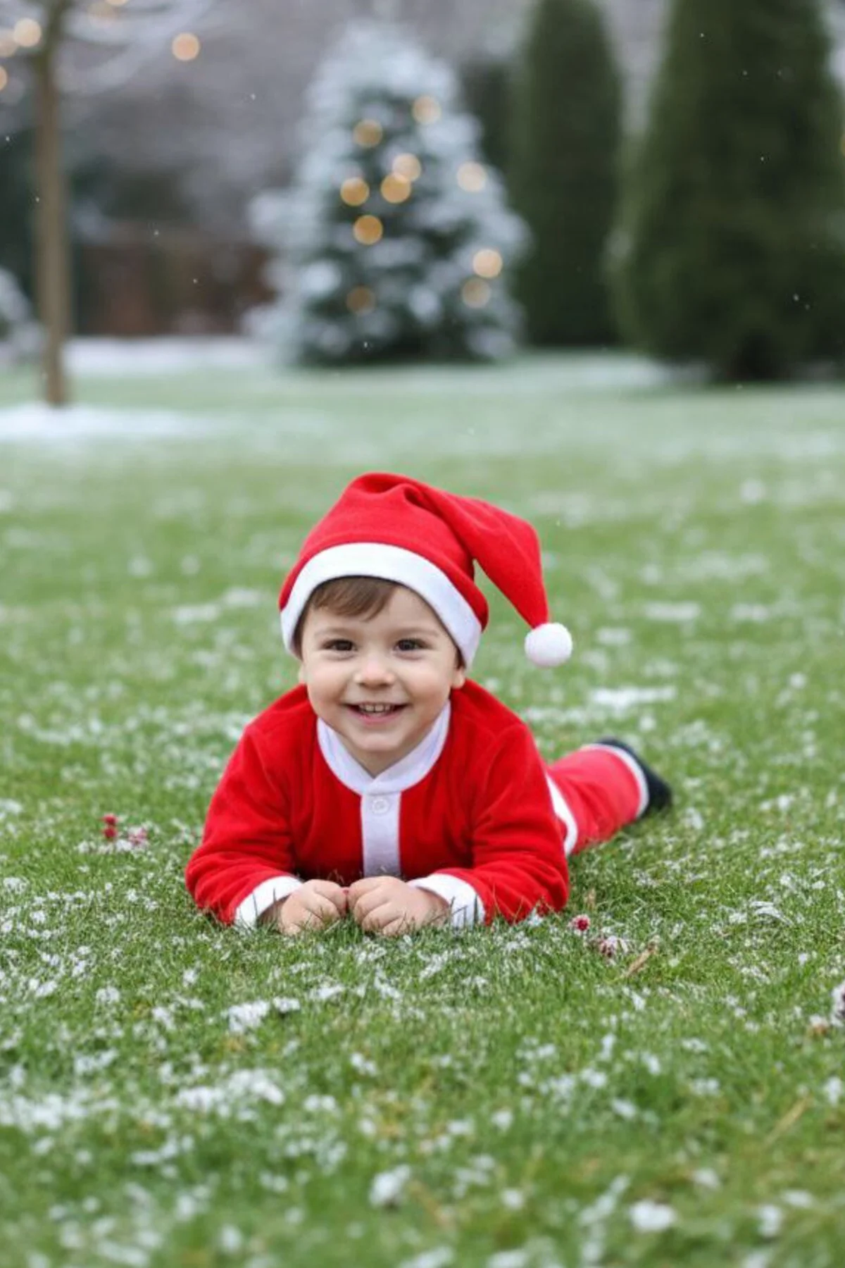 Erkek Çocuk Noel Baba Kostümü Kırmızı Kışlık Takım Yeni Yıl Parti