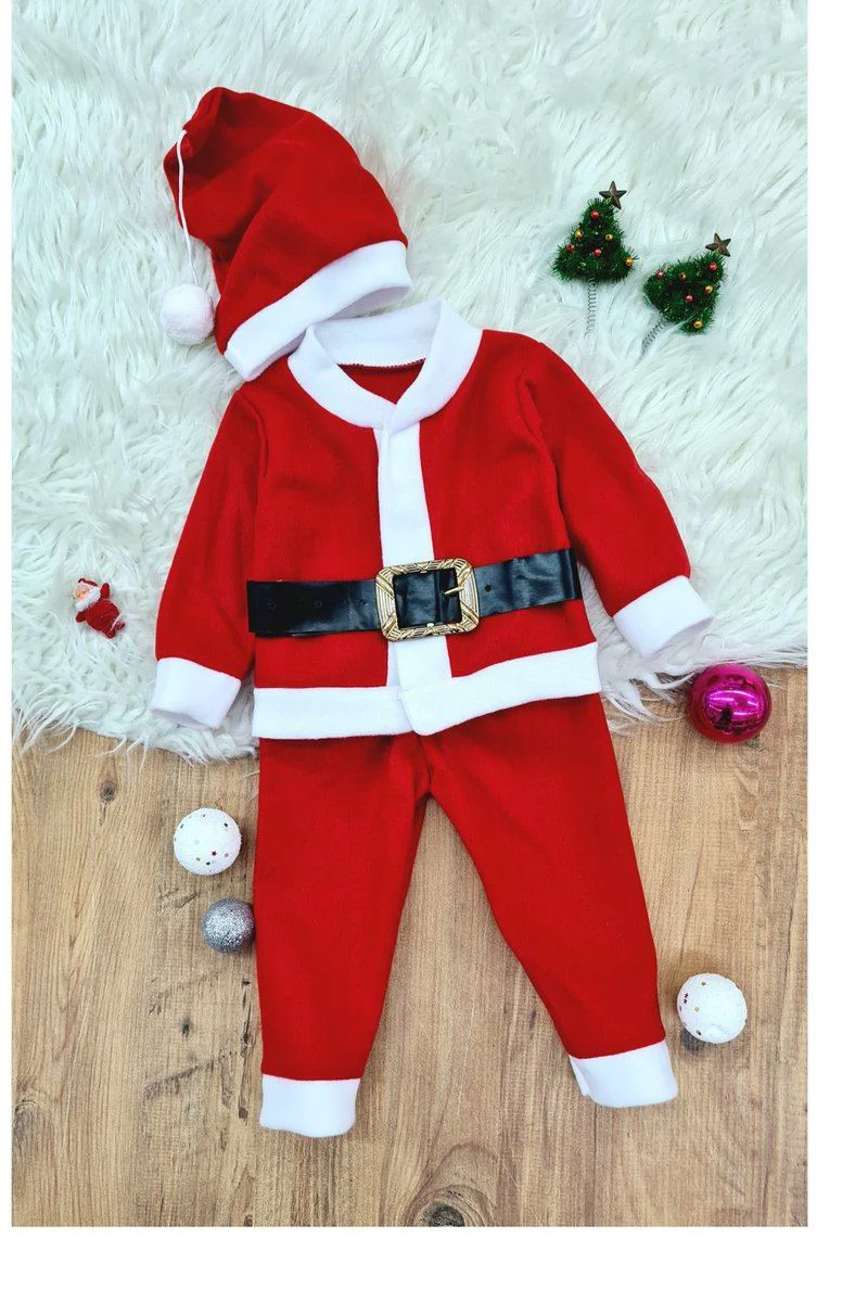 Erkek Çocuk Noel Baba Kostümü - Şapkalı Kemerli Polar Yılbaşı Kıyafeti Fiyatı, Yorumları ve Özellikleri