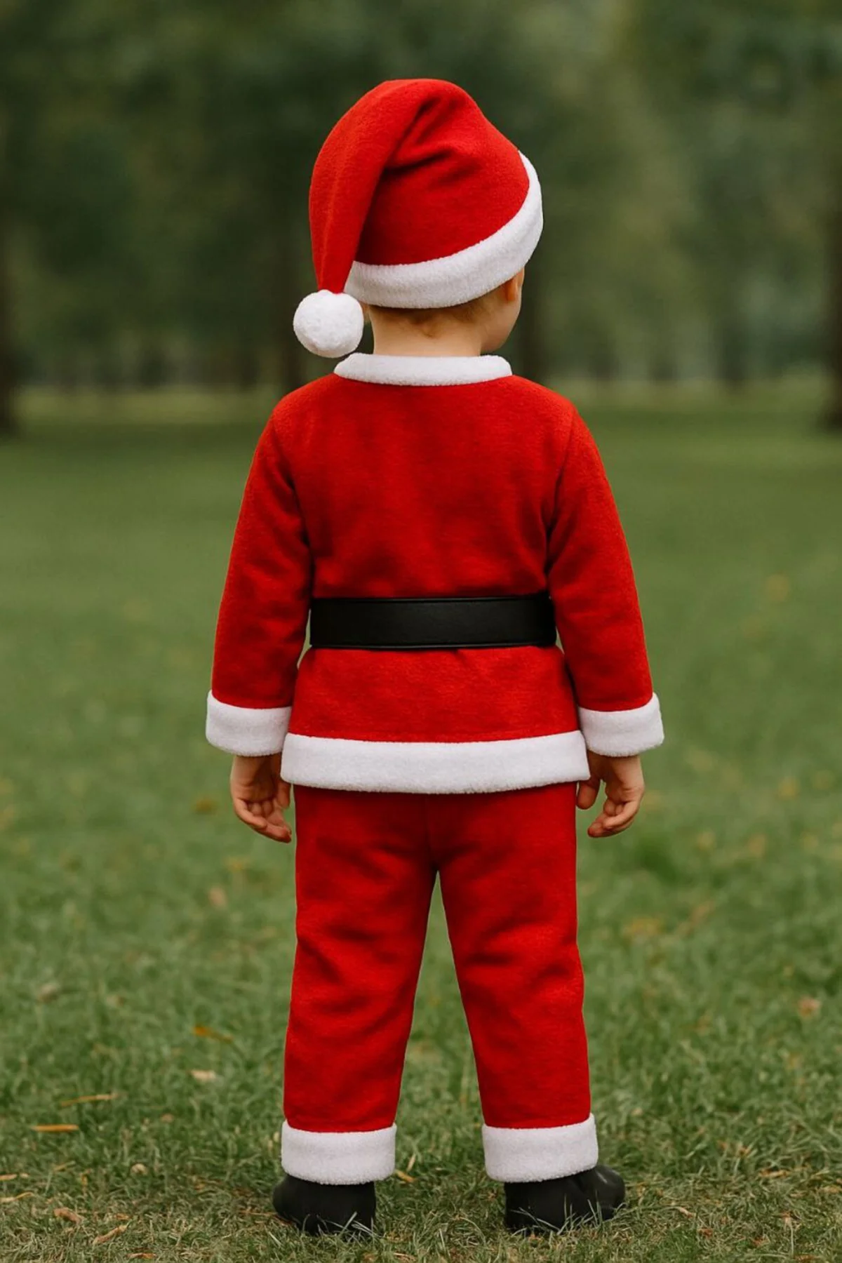 Erkek Çocuk Noel Baba Kostümü Kırmızı Kışlık Takım Yeni Yıl Parti