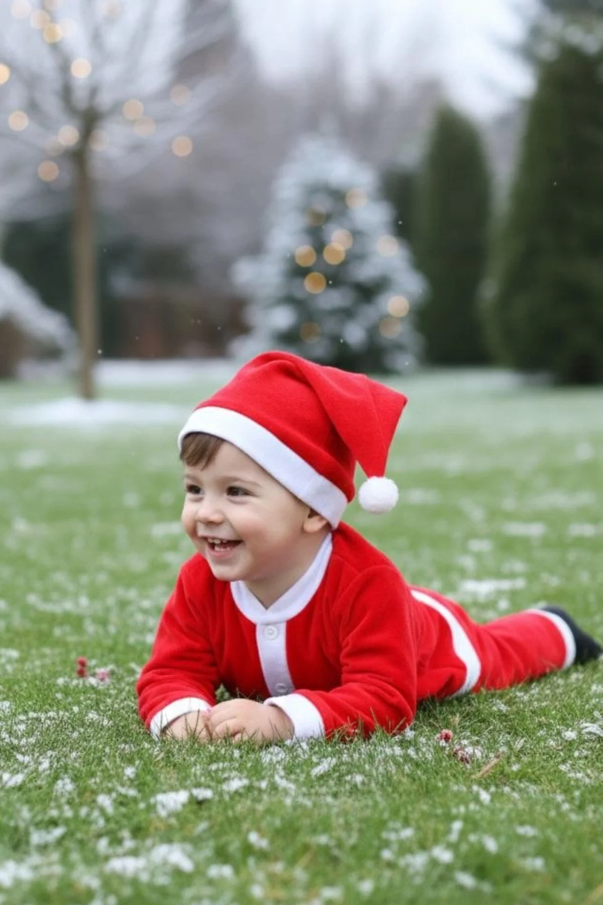 Erkek Çocuk Noel Baba Kostümü Kırmızı Kışlık Takım Yeni Yıl Parti