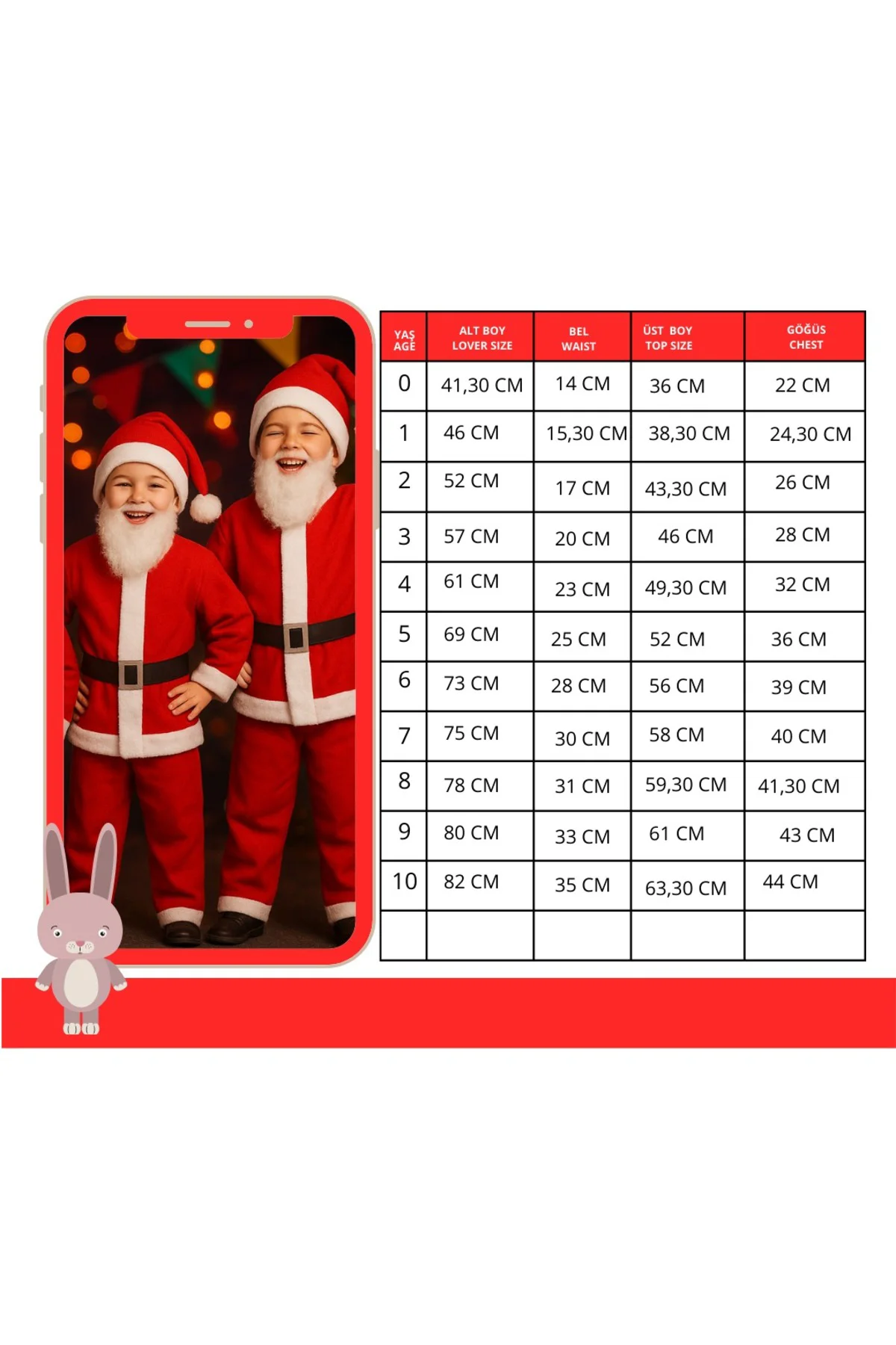 Erkek Çocuk Santa Kostümü Kırmızı Beyaz Peluş Detaylı Kışlık Yılb