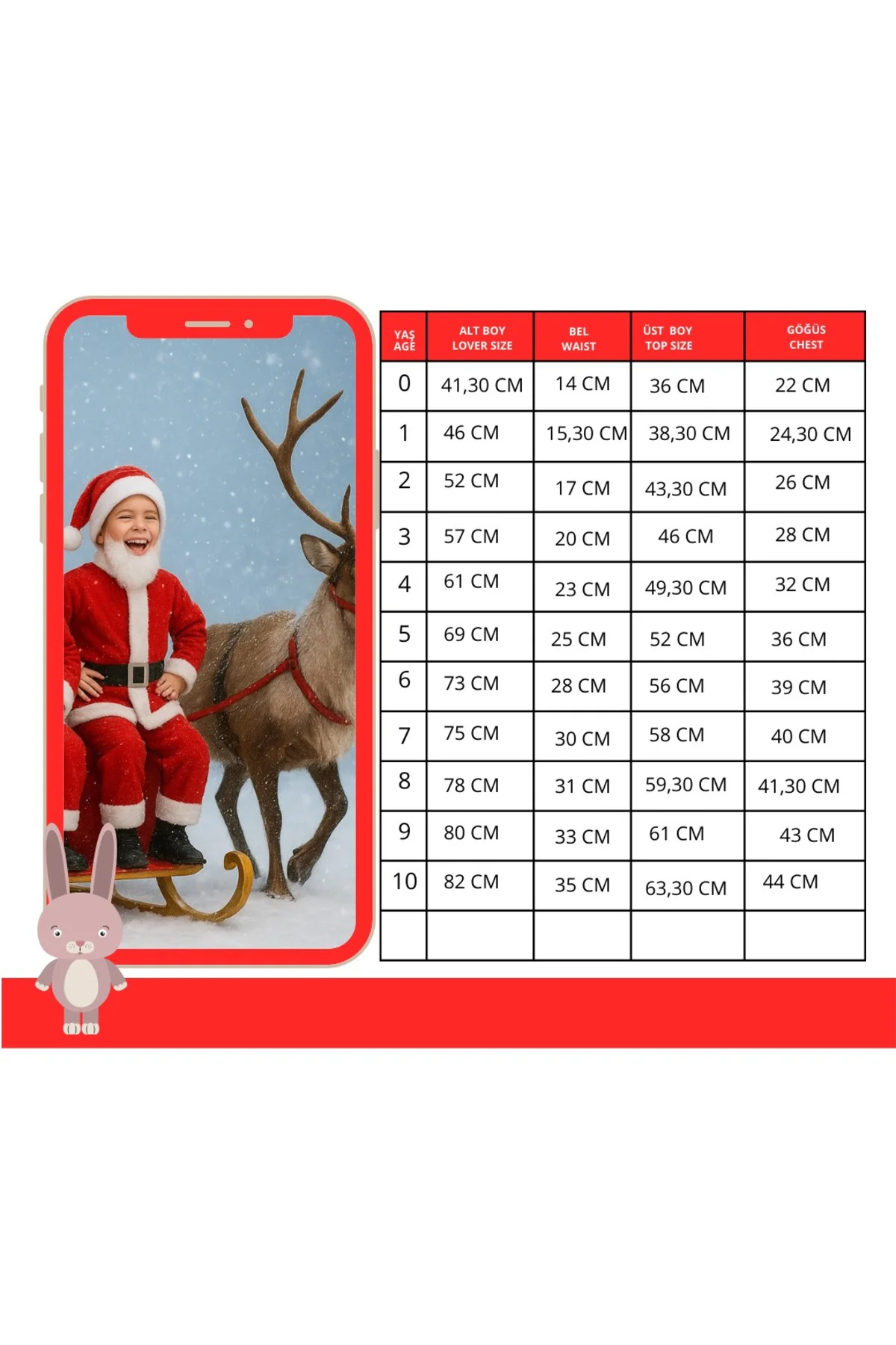 Erkek Çocuk Santa Kostümü Kırmızı Beyaz Peluş Detaylı Kışlık Yılb