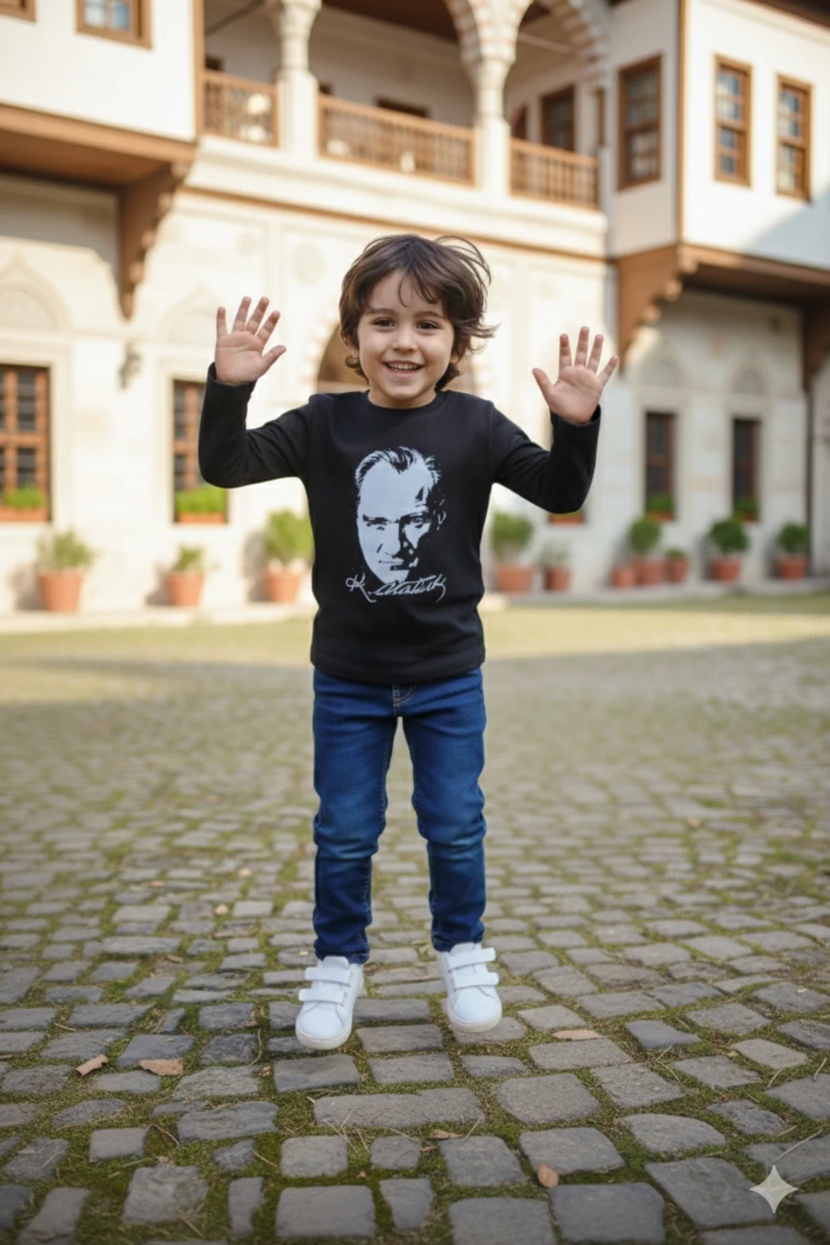 Erkek Çocuk Unisex Tişört Atatürk Baskılı Uzun Kollu Rahat Günlük Şık Sweatshirt Modeli Erkek Çocuk Unisex Tişört Atatürk Baskılı Uzun Kollu Rahat Günlük Şık Sweatshirt Modeli