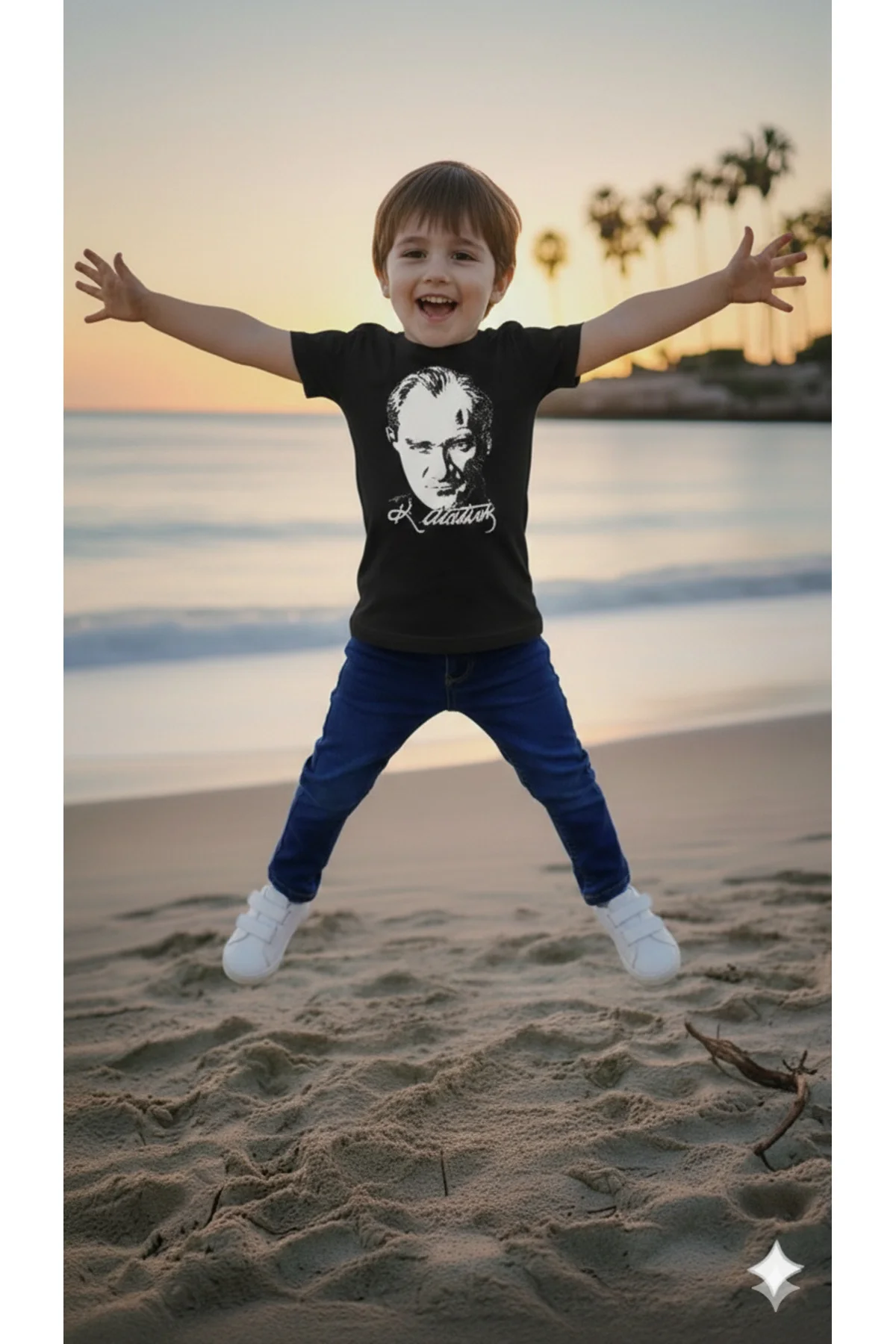 Erkek Çocuk Unisex Tişört Atatürk Baskılı Kısa Kollu Rahat Günlük Şık Sweatshirt Modeli Tişört