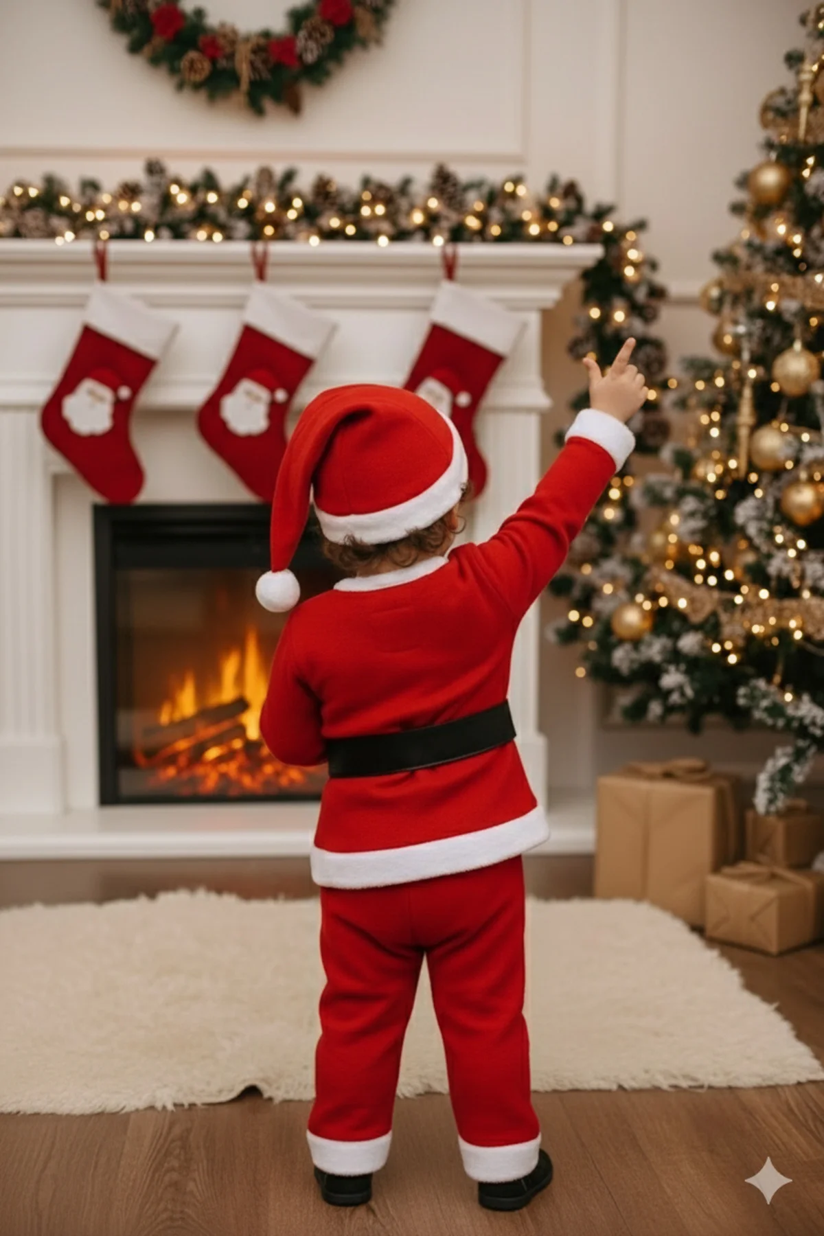 Erkek Çocuk Yumuşak Pelüş Kenarlı Kırmızı Beyaz Yılbaşı Temalı No