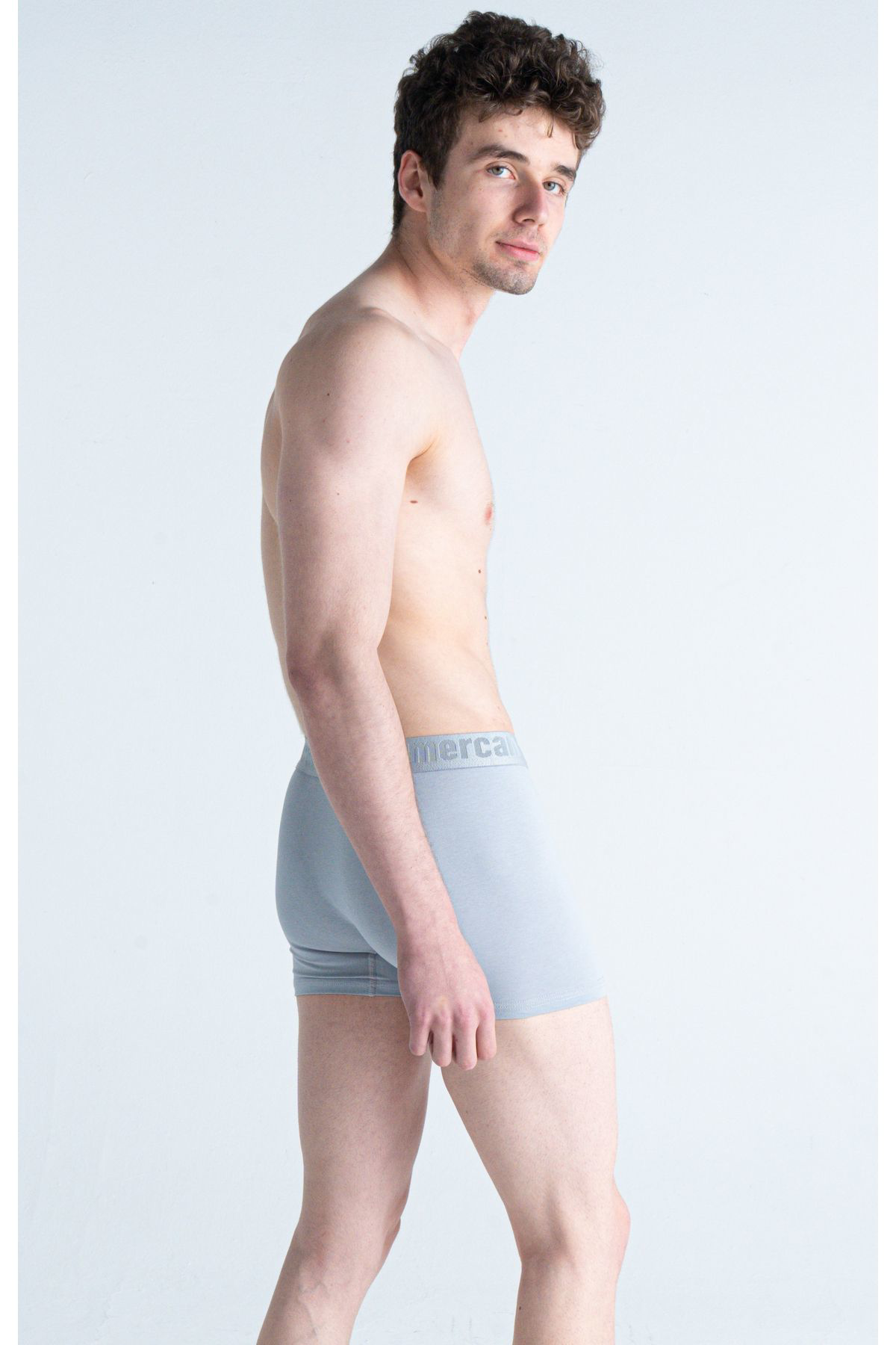 Mercan Erkek Çok Renkli 3'Lü Likralı Pamuklu Boxer (Siyah Gri Uzay)