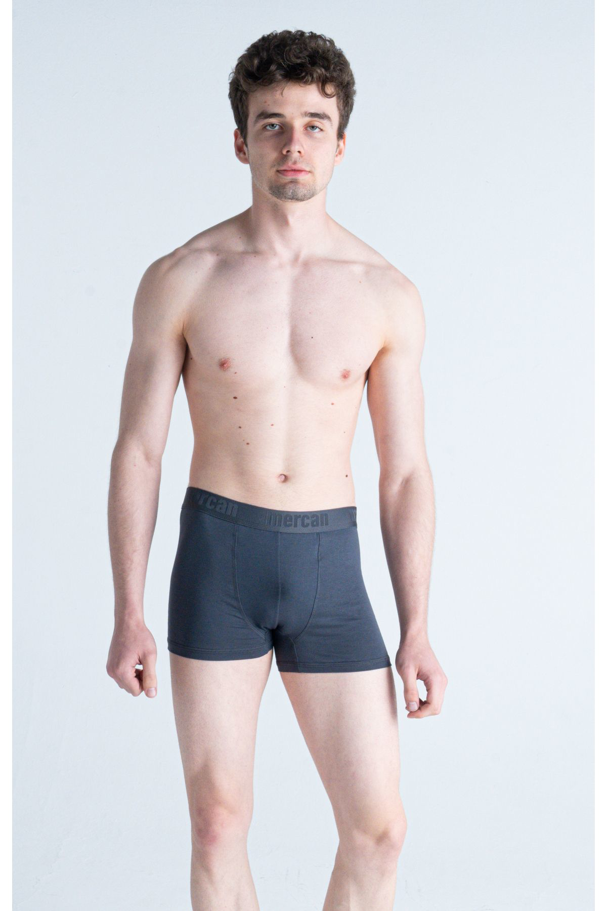 Mercan Erkek Çok Renkli 3'Lü Likralı Pamuklu Boxer (Antrasit Beyaz Picas