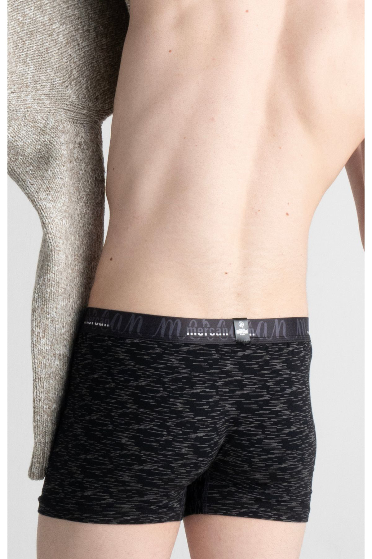 Mercan Erkek Çok Renkli 3'Lü Likralı Pamuklu Boxer (Siyah Gri Uzay)