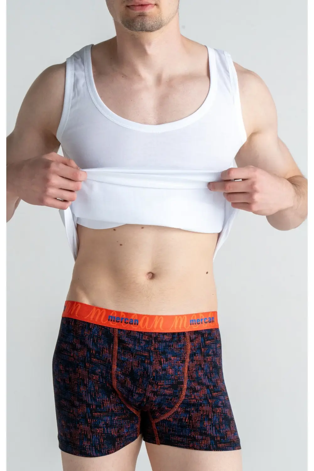 Erkek Çok Renkli 3'lü Likralı Pamuklu Boxer (BORDO SİYAH KARMAŞIK