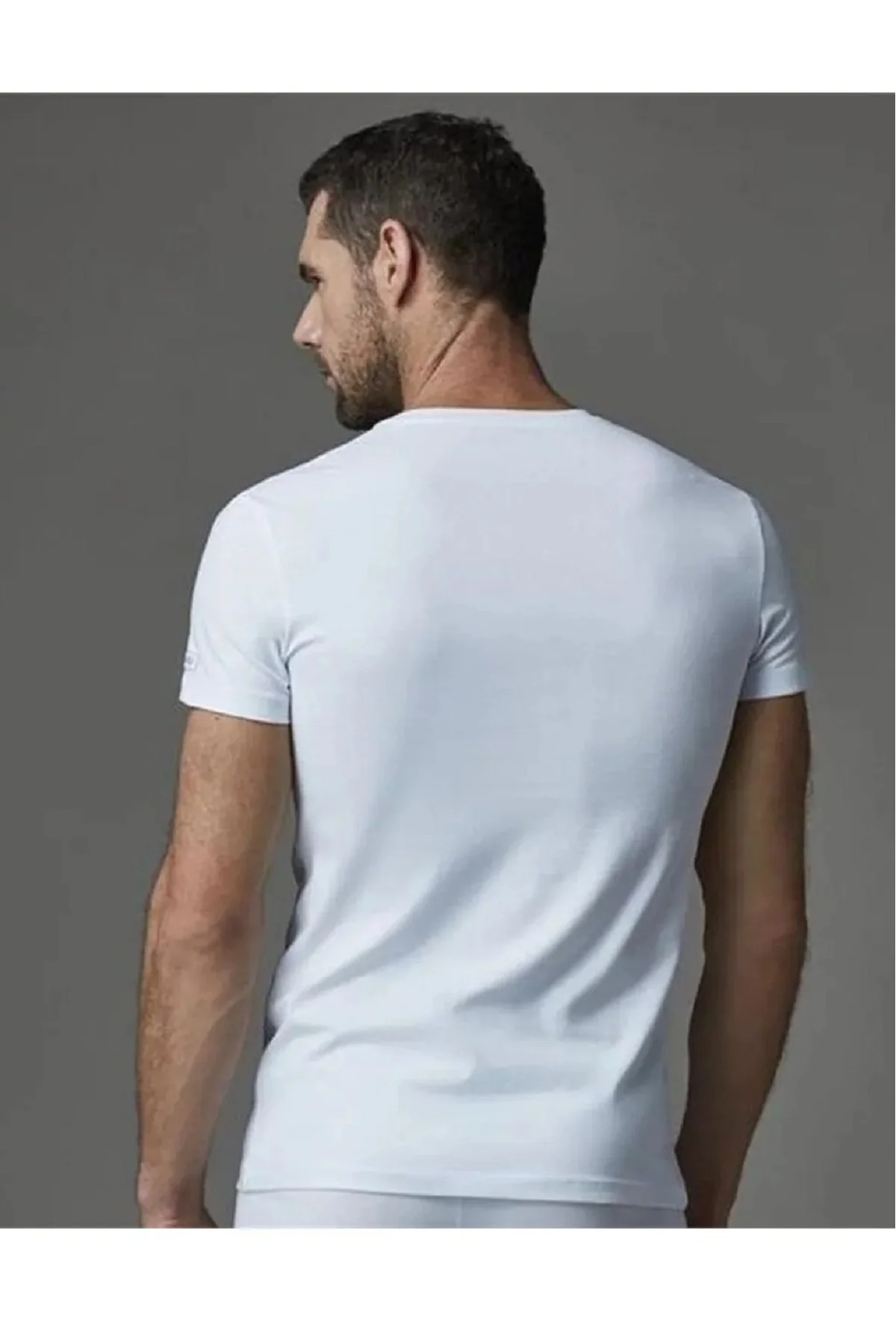 Erkek, Compact, %95 Pamuk, 2'li O Yaka T-Shirt, Beyaz