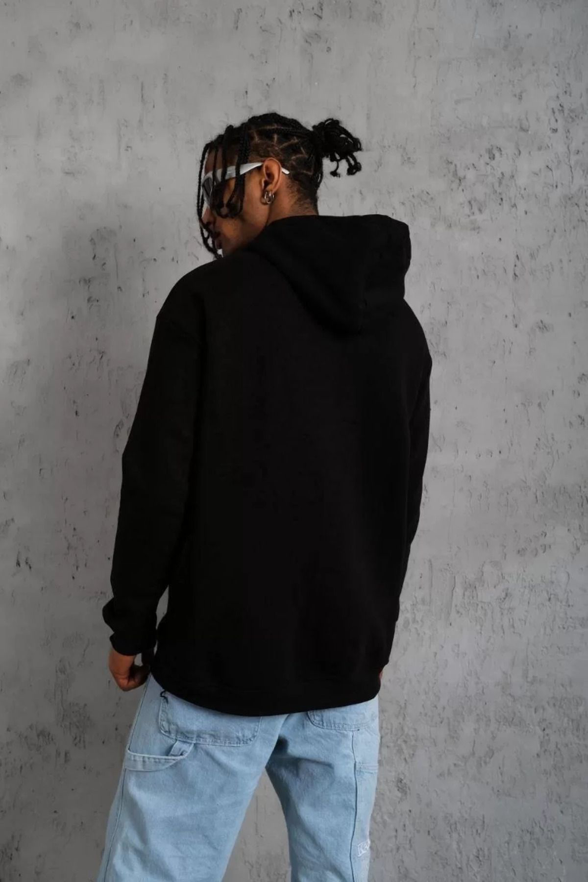 Erkek Dankes Baskılı Kapüşonlu Sweat - Siyah