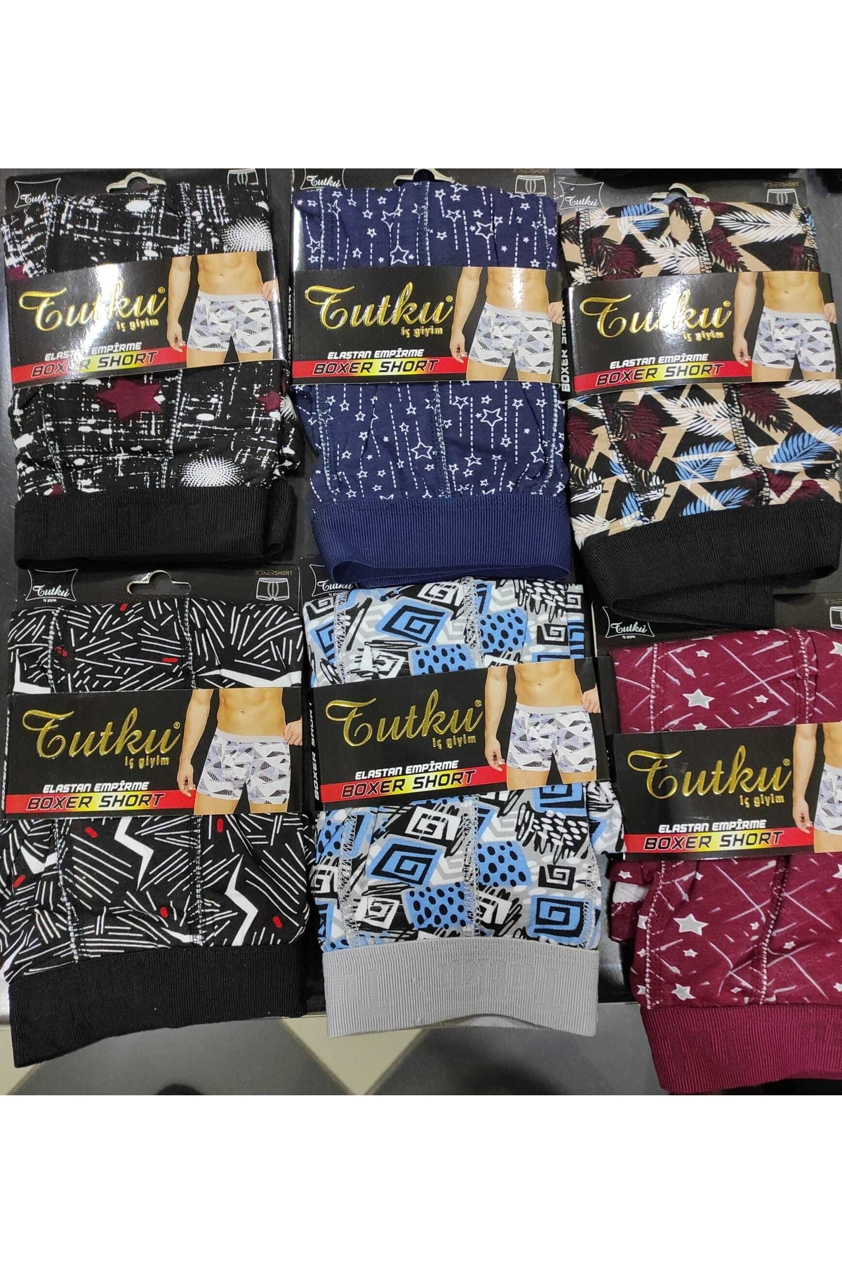 Erkek Desenli Boxer 12'lı Karışık Renk Desenli