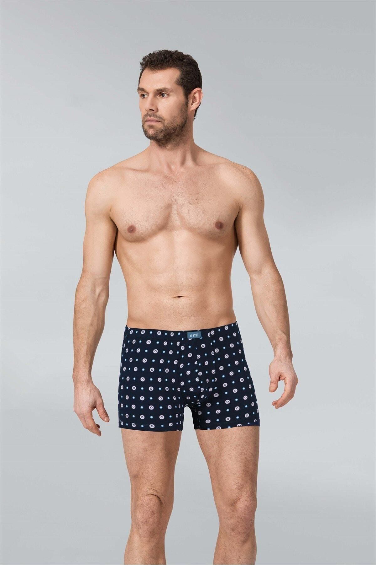 Erkek Desenli Likralı Boxer 6 Adet