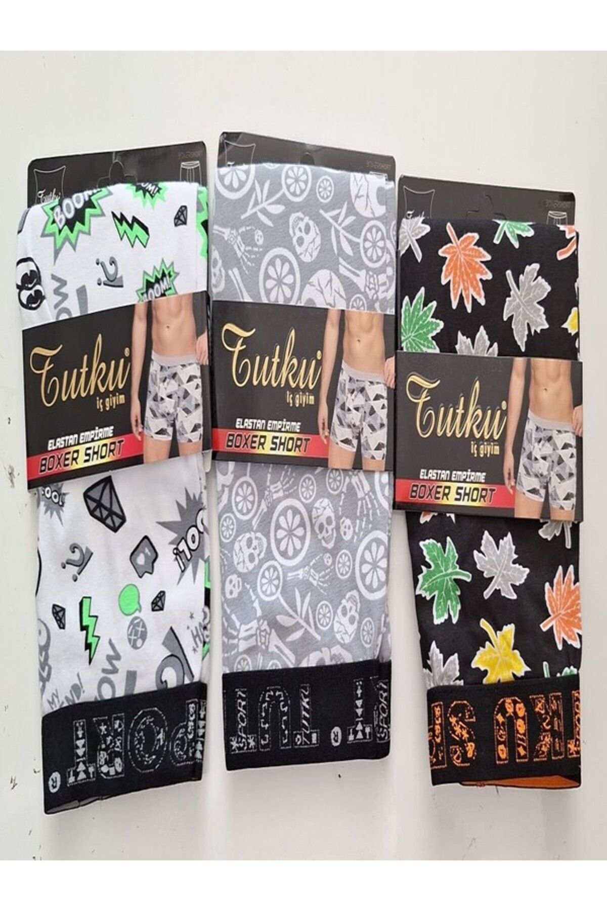 Erkek Desenli Likralı Pamuklu Boxer 5li Paket 43100