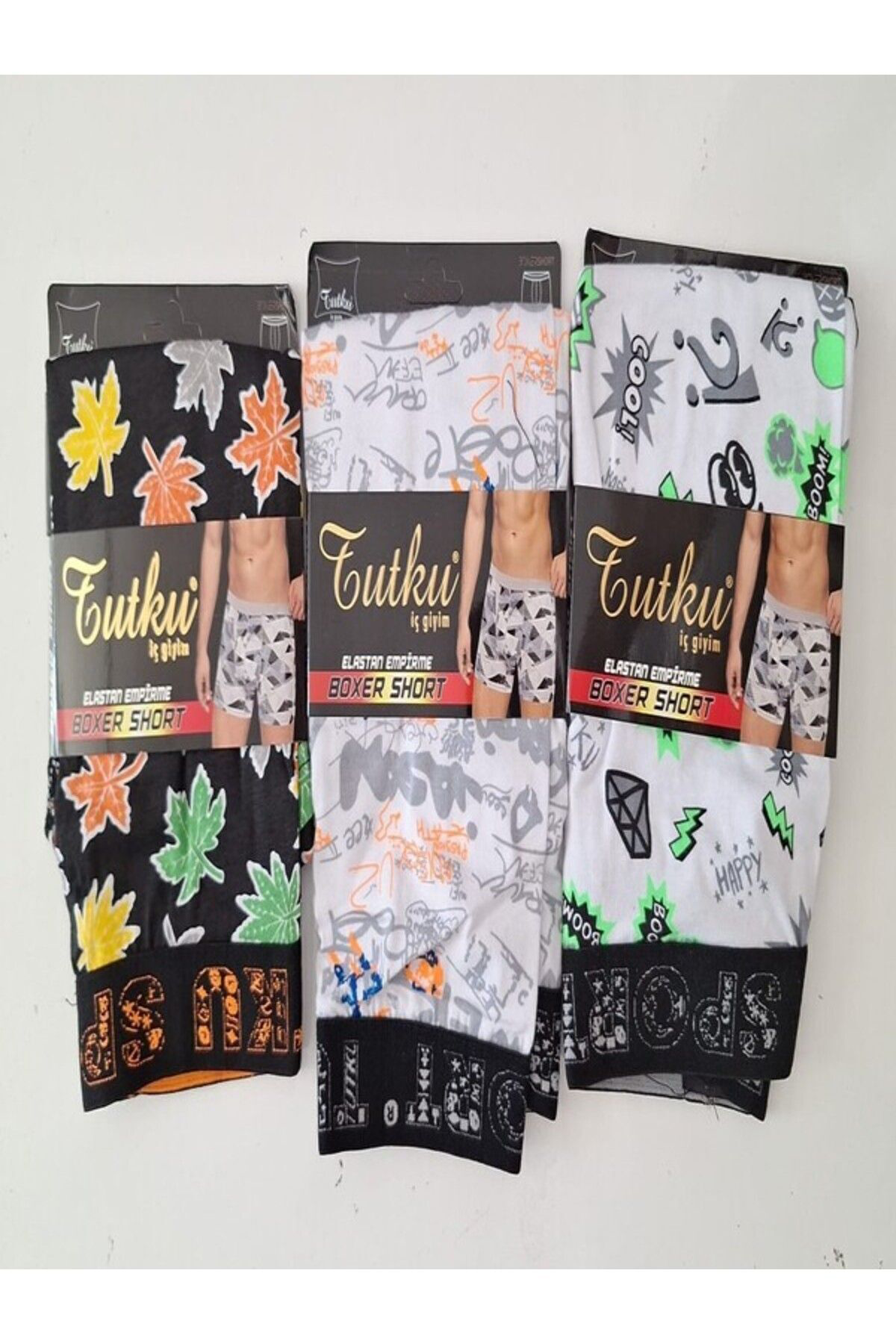 Erkek Desenli Likralı Pamuklu Boxer 5li Paket 43100