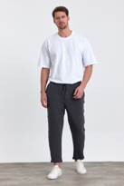 Erkek Desenli Pamuklu Arka Cepli Beli Lastikli ve İpli Jogger Pan