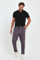 Erkek Desenli Pamuklu Duble Paça Arka Cepli Beli Lastikli ve İpli