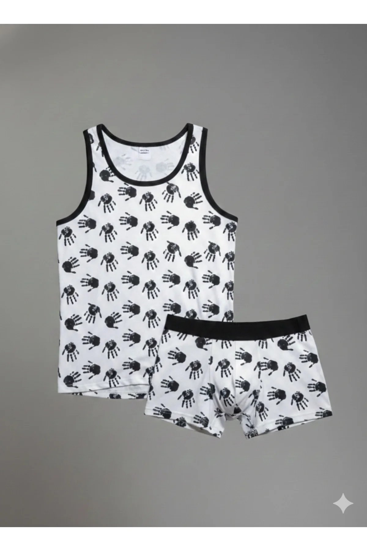 Erkek Desenli Tank Top Boxer Takım