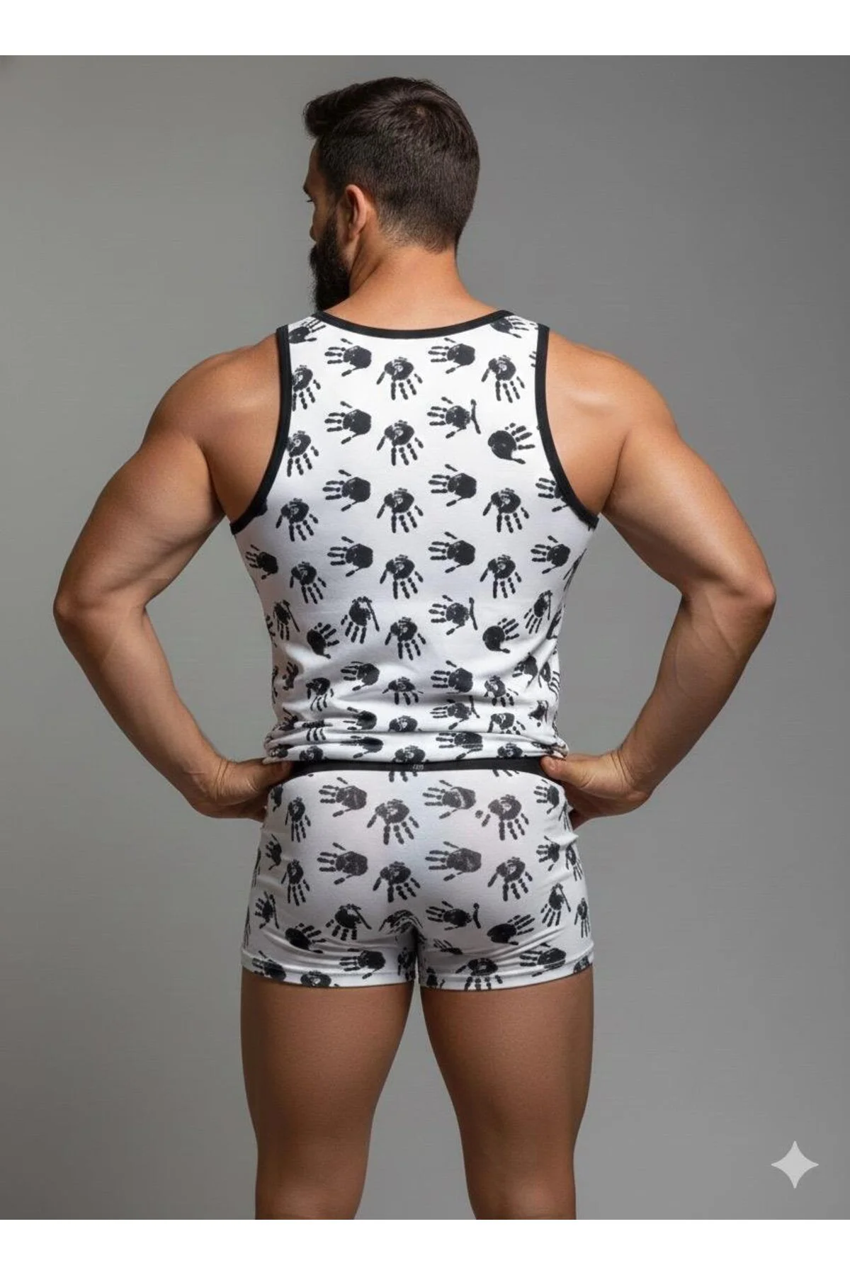 Erkek Desenli Tank Top Boxer Takım