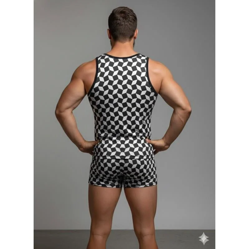 Erkek Desenli Tank Top Boxer Takım