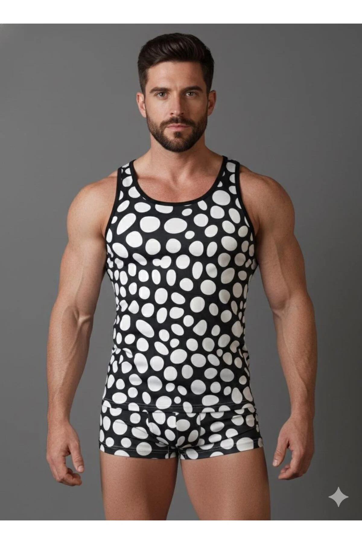 Erkek Desenli Tank Top Boxer Takımı