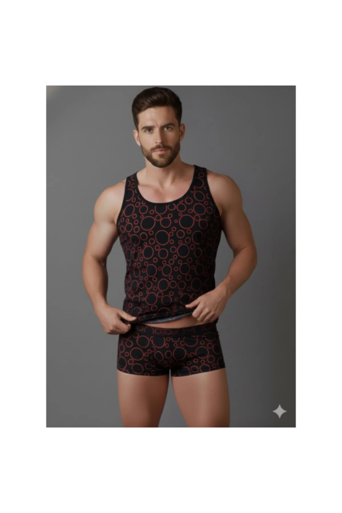 Erkek Desenli Tank Top Boxer Takımı