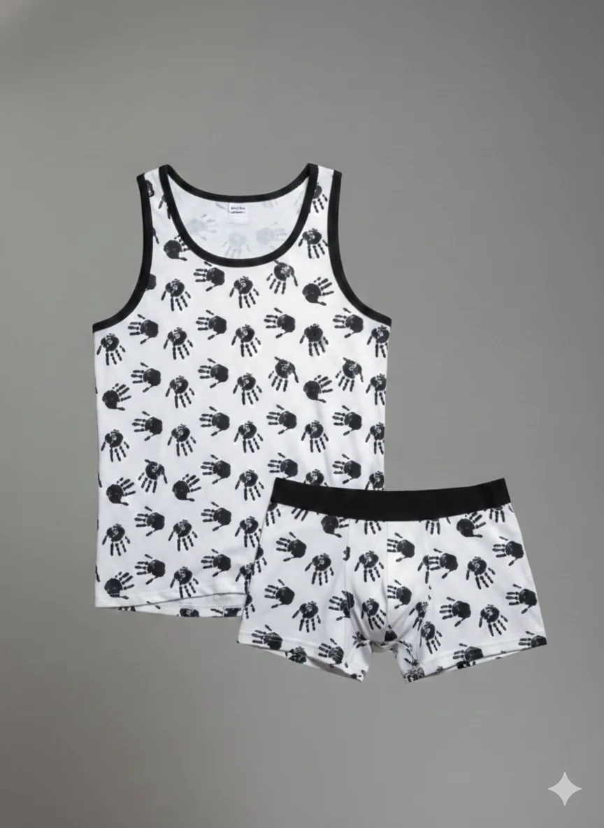Erkek Desenli Tank Top Boxer Takım