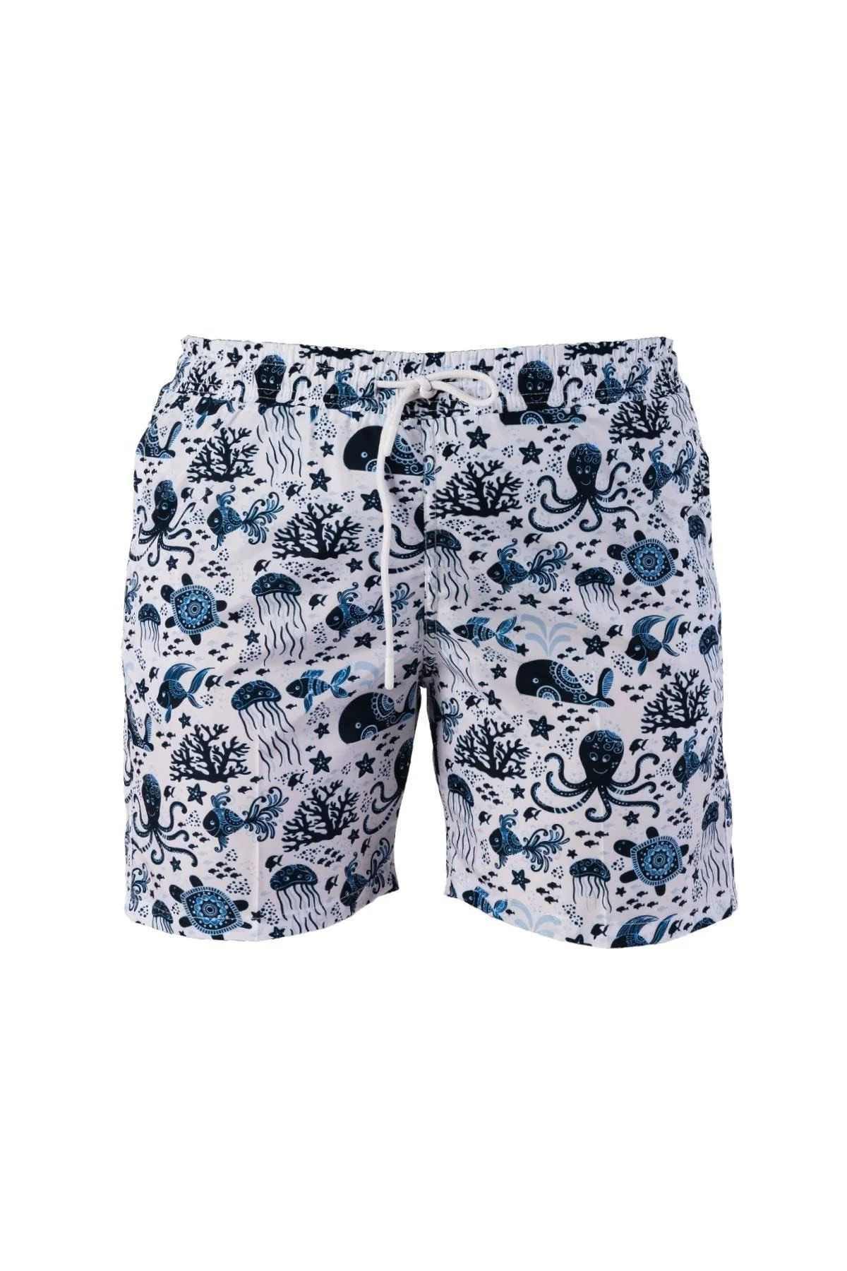 My Frag Erkek Dijital Kisa Deniz Şortu Desenli