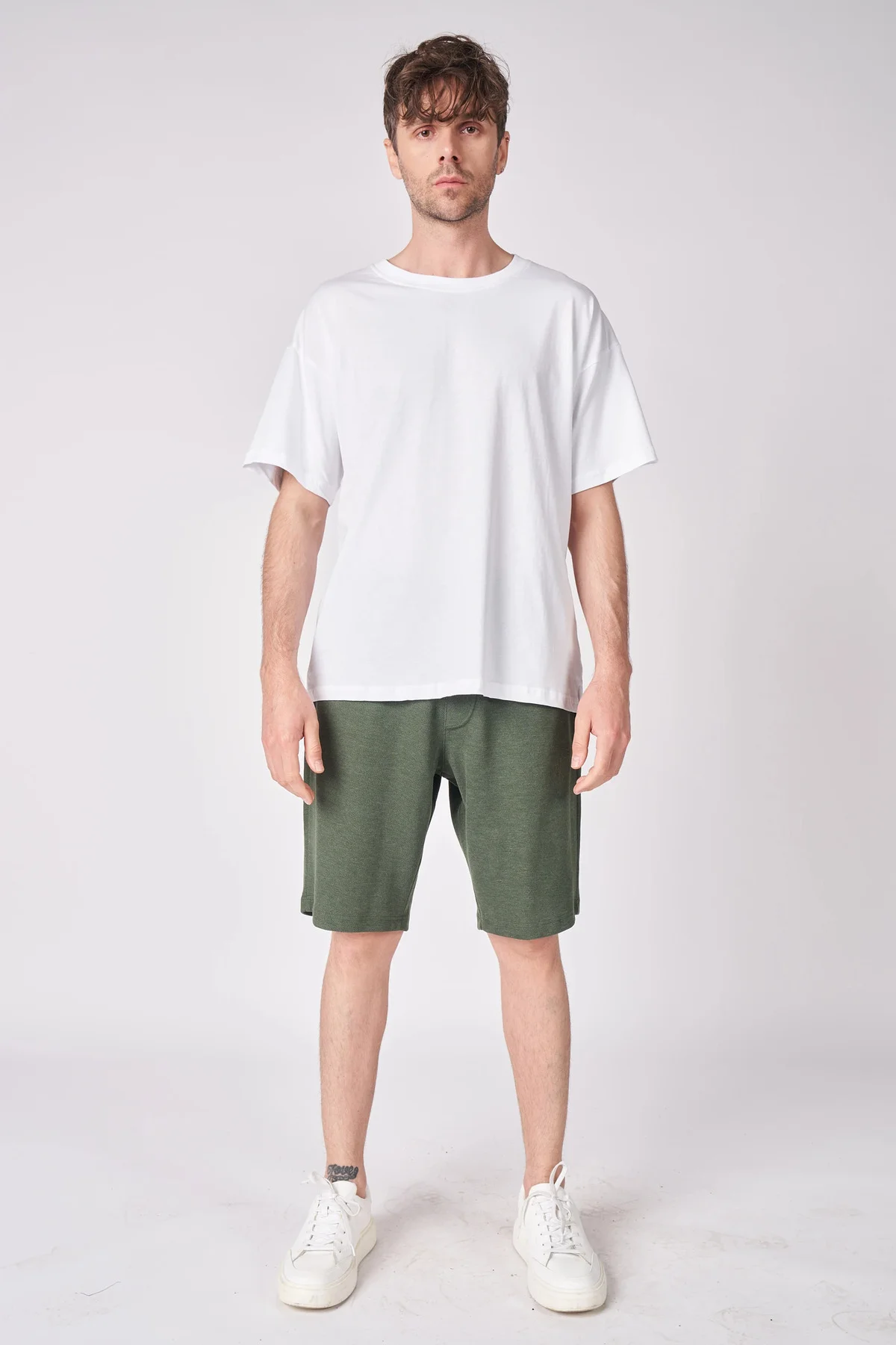 Erkek Dokulu Oversize Bermuda