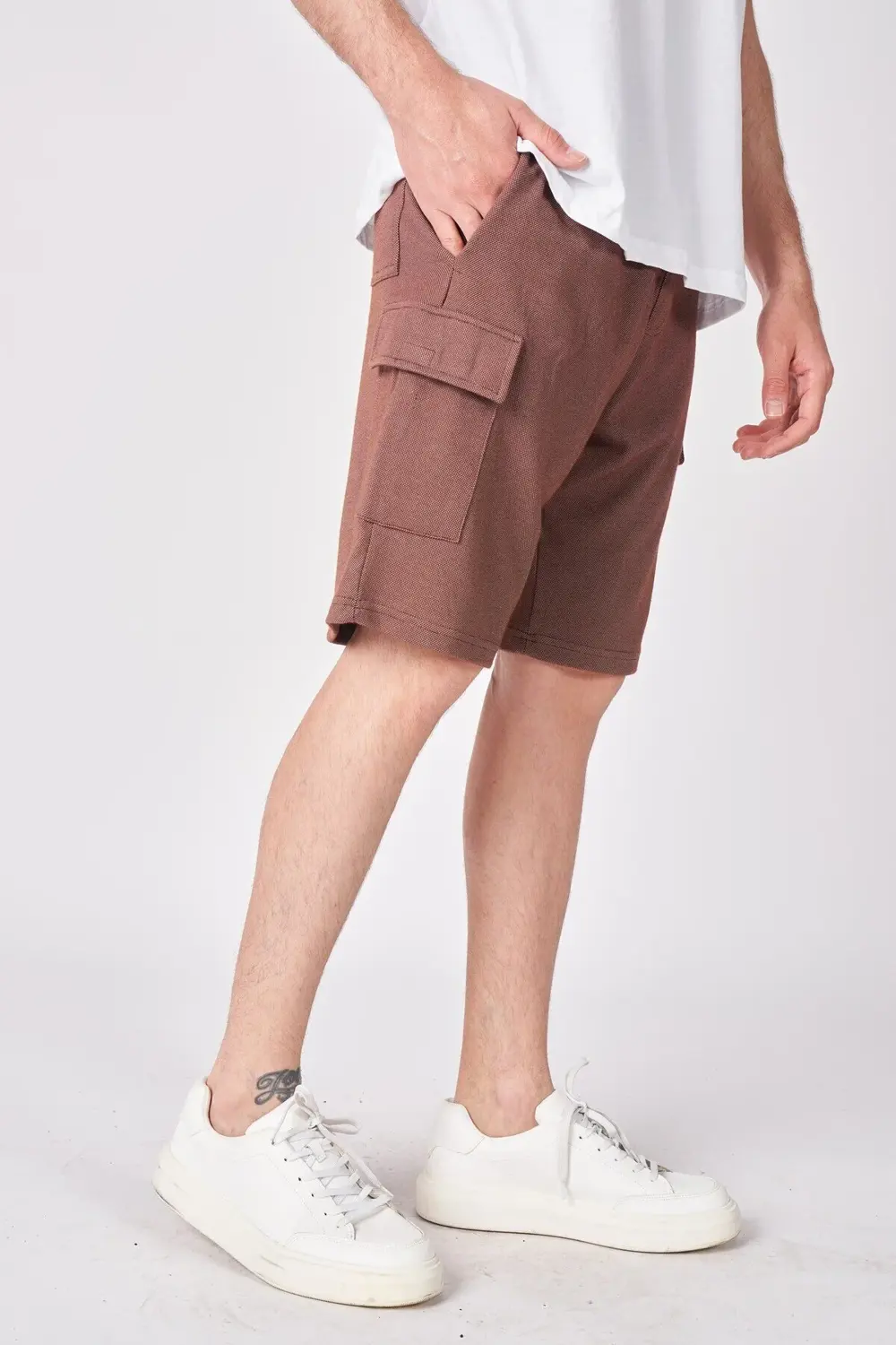 Erkek Dokulu Oversize Bermuda