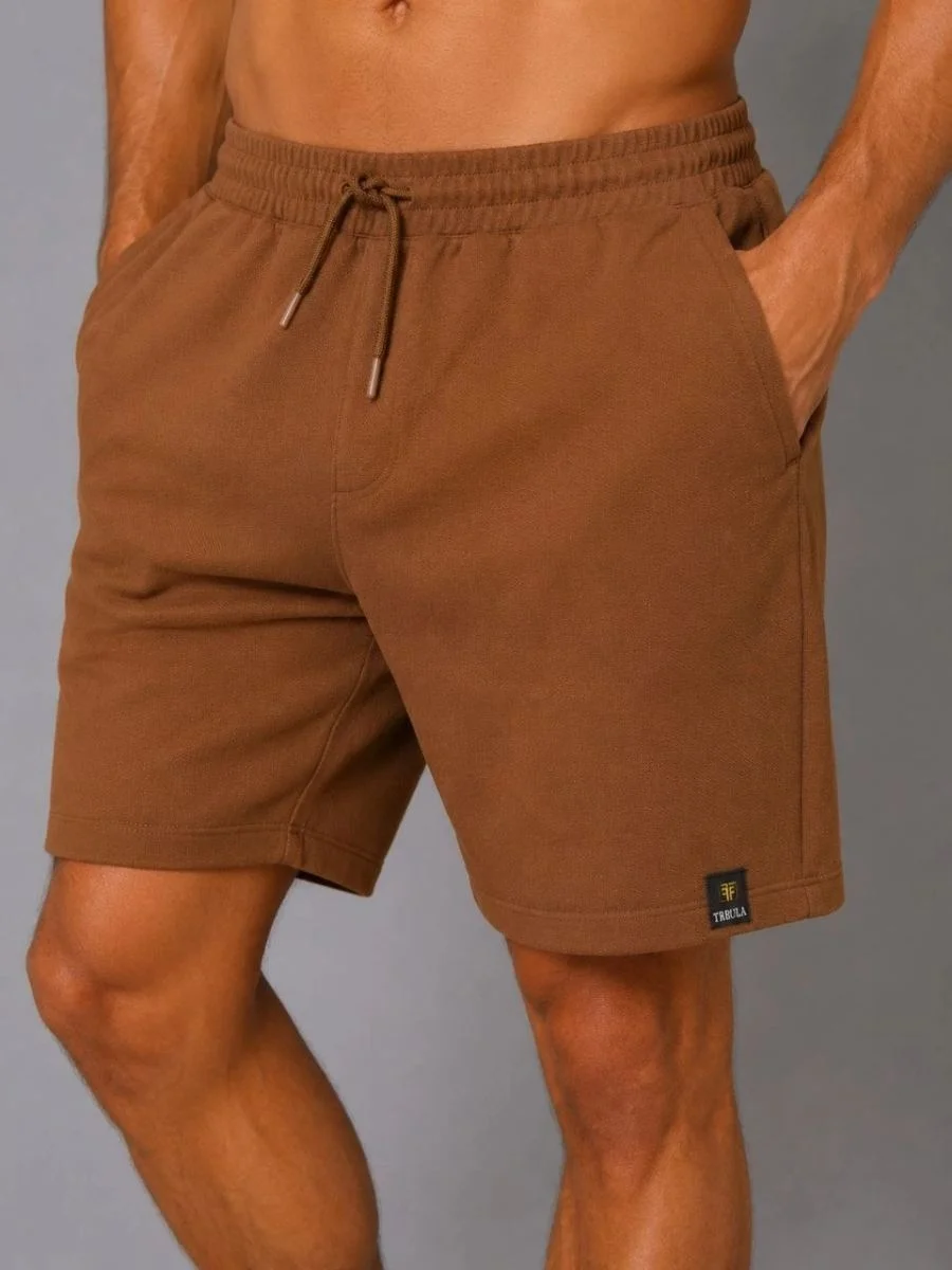 Erkek Dokuma Kumaş Cepli Bağcıklı Regular Fit Yazlık Şort - Kahverengi Erkek Dokuma Kumaş Cepli Bağcıklı Regular Fit Yazlık Şort - Kahverengi